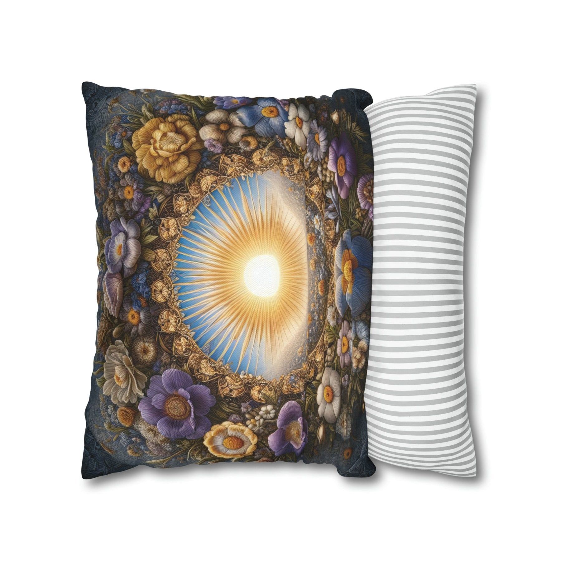 Sun & Flowers Throw Pillow Cover, Throw Pillow Case, Qty 1, (17) - Janlyn's Crafts