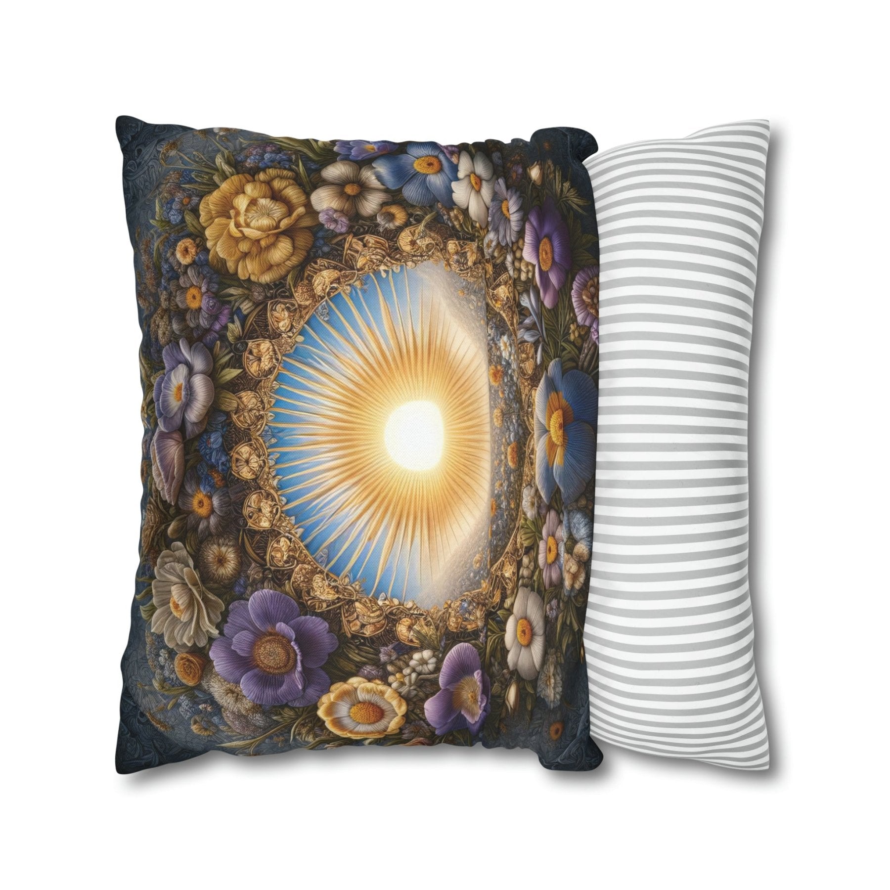 Sun & Flowers Throw Pillow Cover, Throw Pillow Case, Qty 1, (17) - Janlyn's Crafts