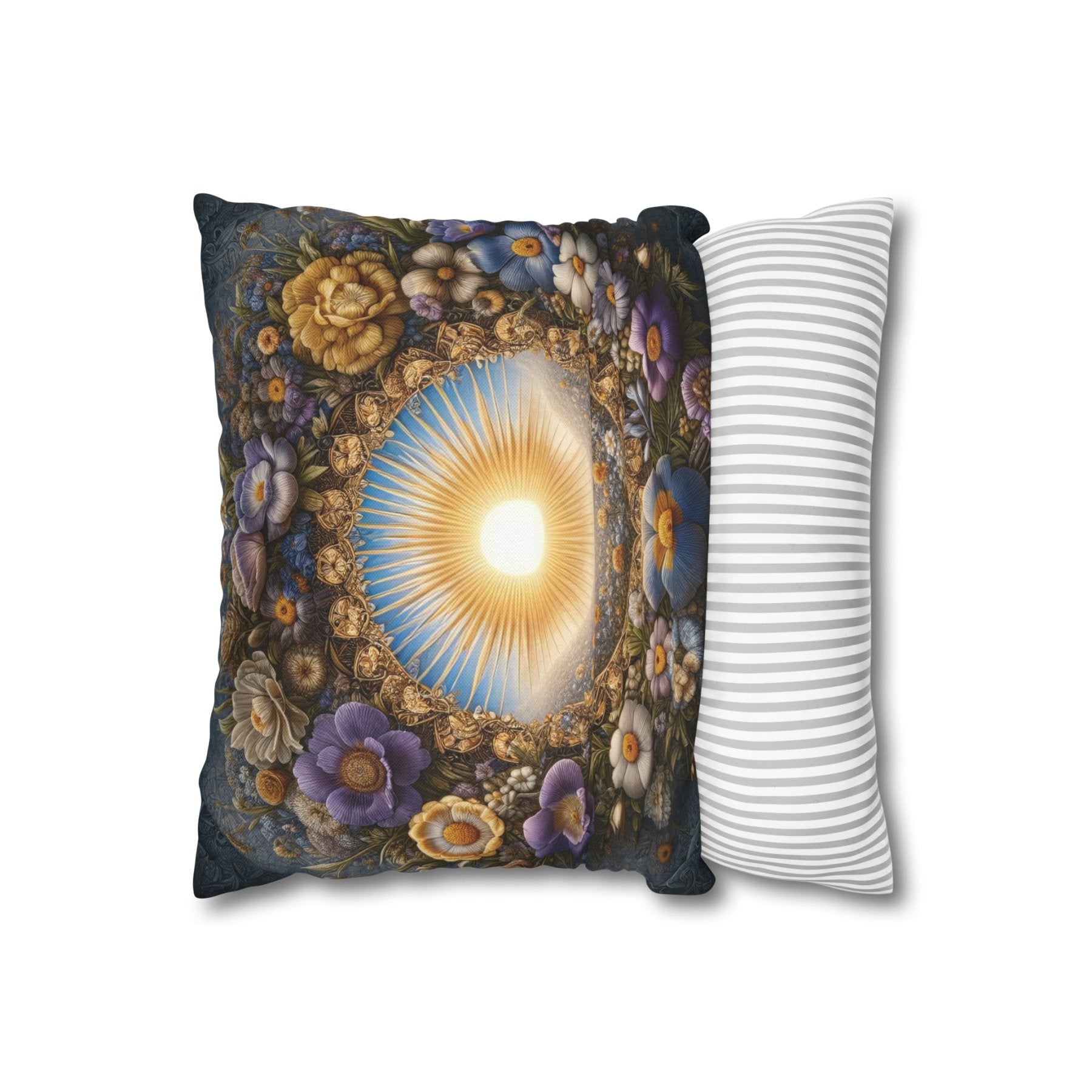 Sun & Flowers Throw Pillow Cover, Throw Pillow Case, Qty 1, (17) - Janlyn's Crafts