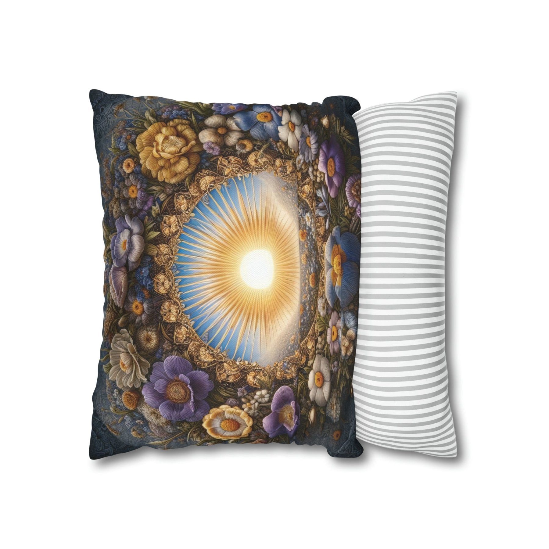 Sun & Flowers Throw Pillow Cover, Throw Pillow Case, Qty 1, (17) - Janlyn's Crafts