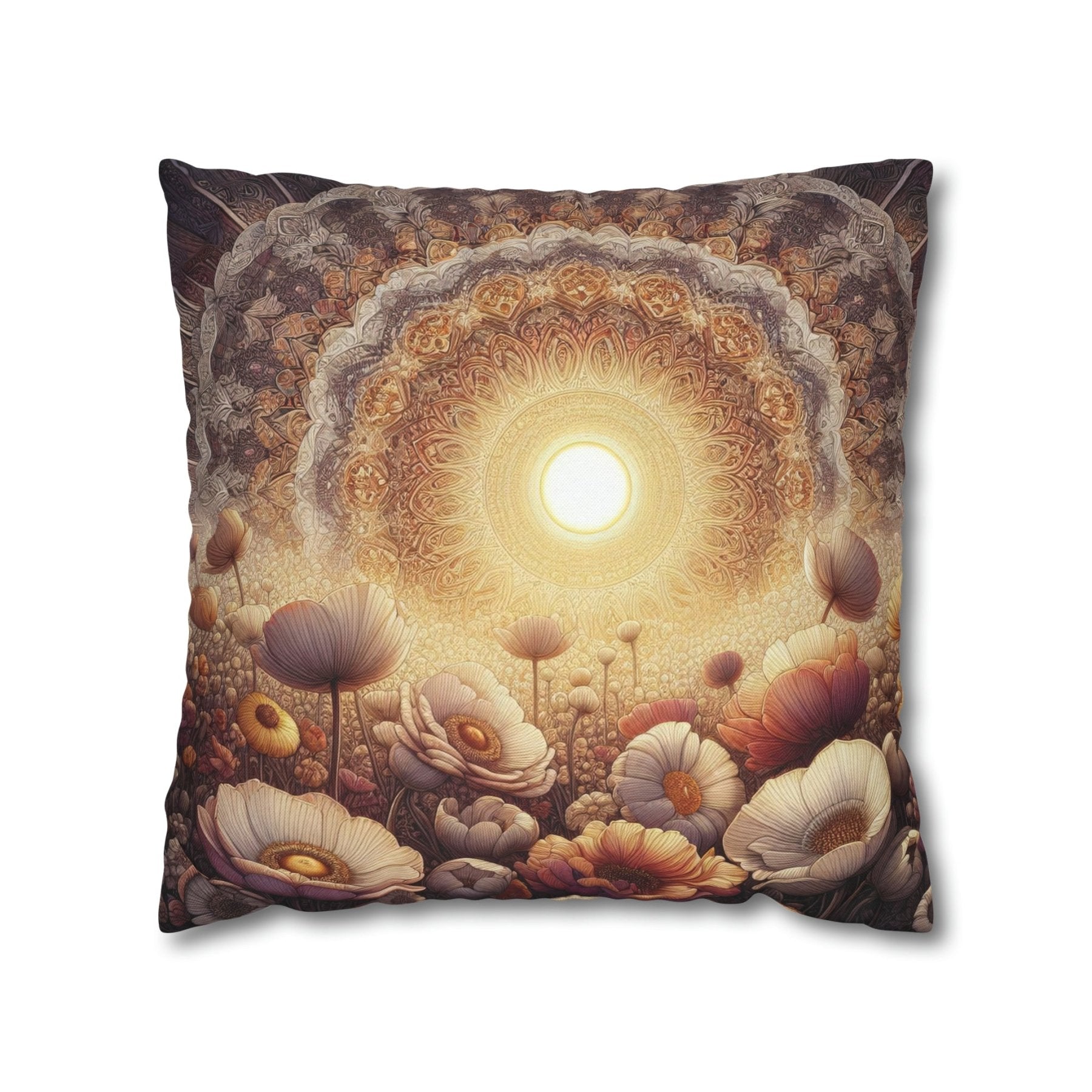 Sun & Flowers Throw Pillow Cover, Throw Pillow Case, Qty 1, (9) - Janlyn's Crafts