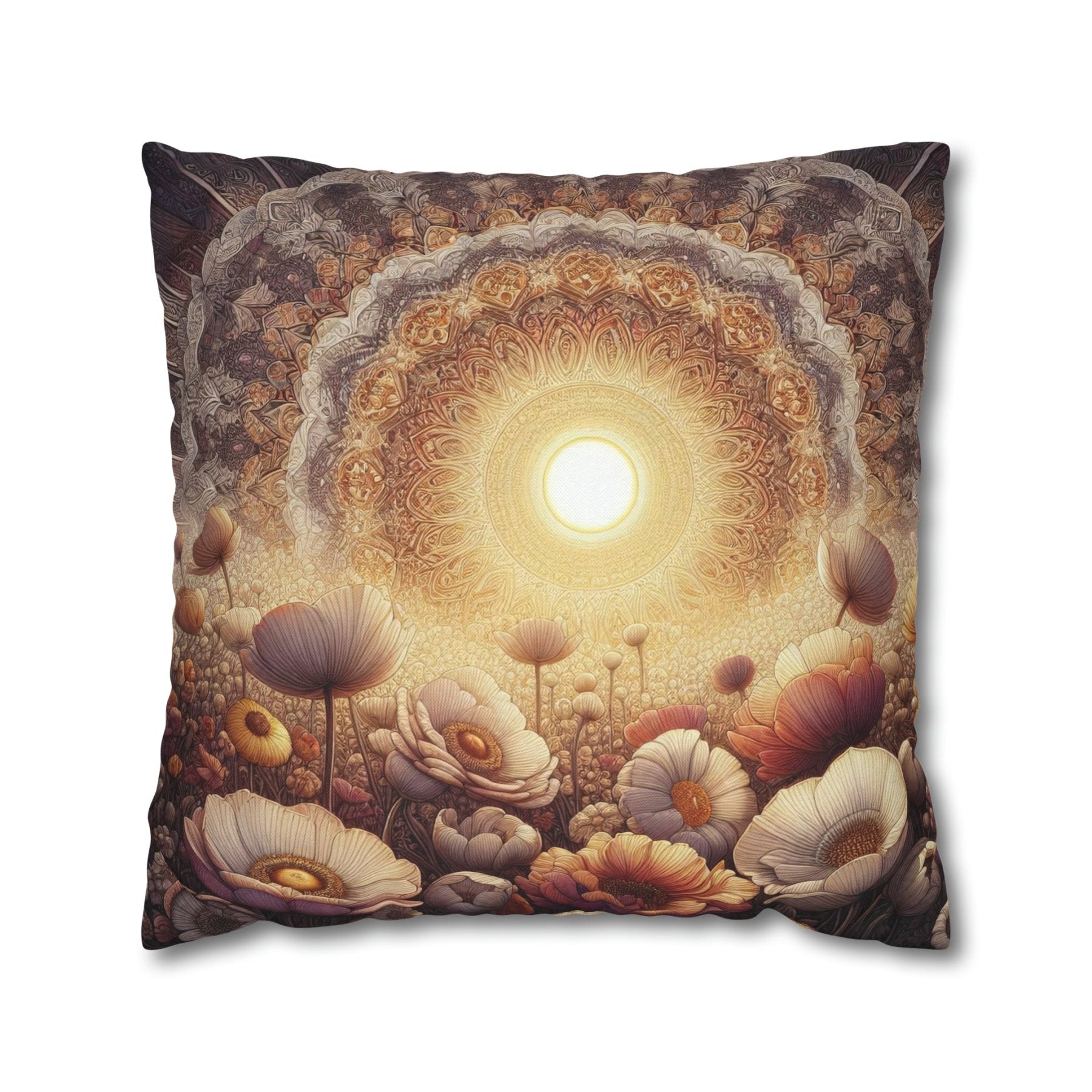 Sun & Flowers Throw Pillow Cover, Throw Pillow Case, Qty 1, (9) - Janlyn's Crafts