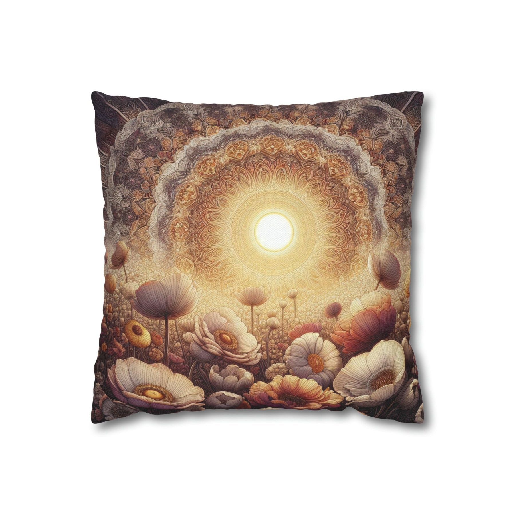 Sun & Flowers Throw Pillow Cover, Throw Pillow Case, Qty 1, (9) - Janlyn's Crafts