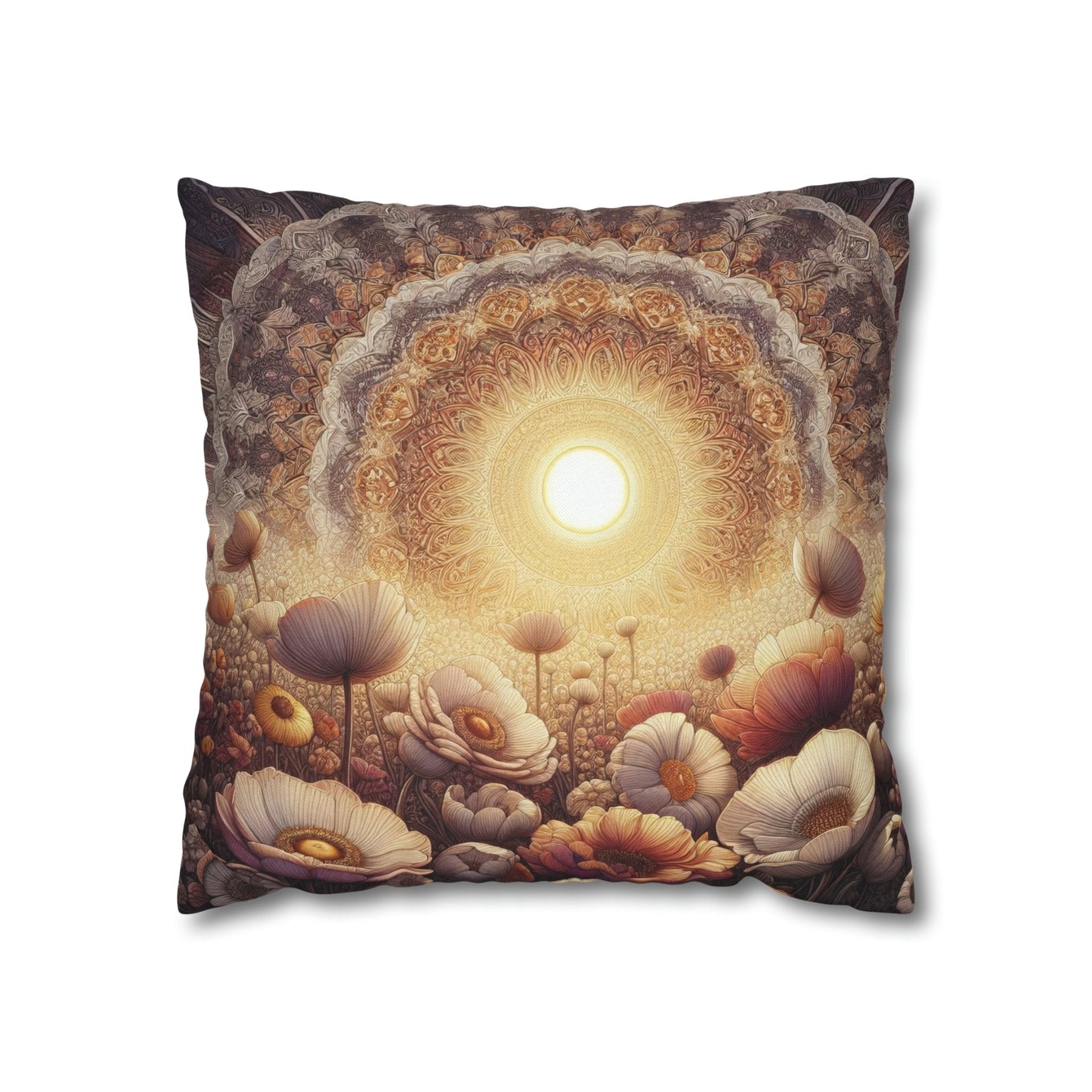 Sun & Flowers Throw Pillow Cover, Throw Pillow Case, Qty 1, (9) - Janlyn's Crafts