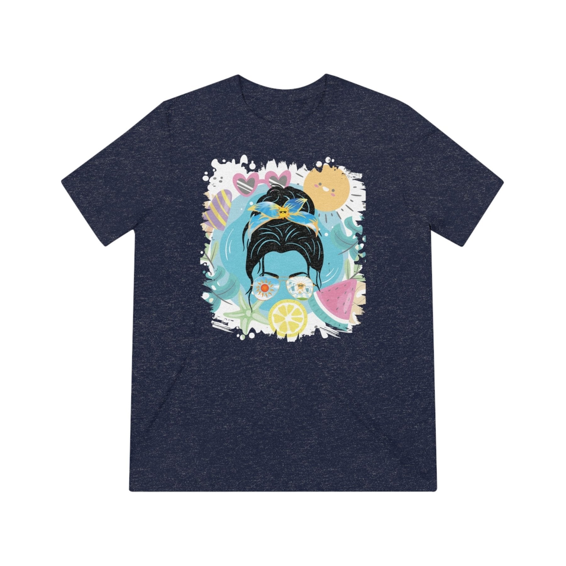 Sun Whimsical, Dark Hair Messy Bun, Unisex Triblend T - Shirt - Janlyn's Crafts