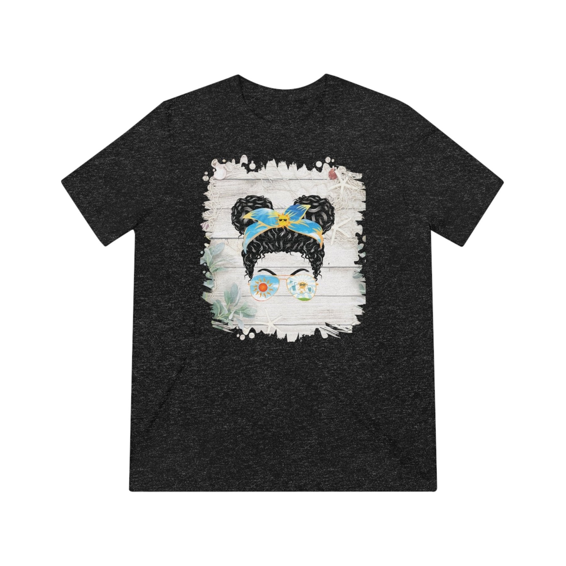 Sun Whiteboard, Black Hair Messy Bun, Unisex Triblend T - Shirt - Janlyn's Crafts