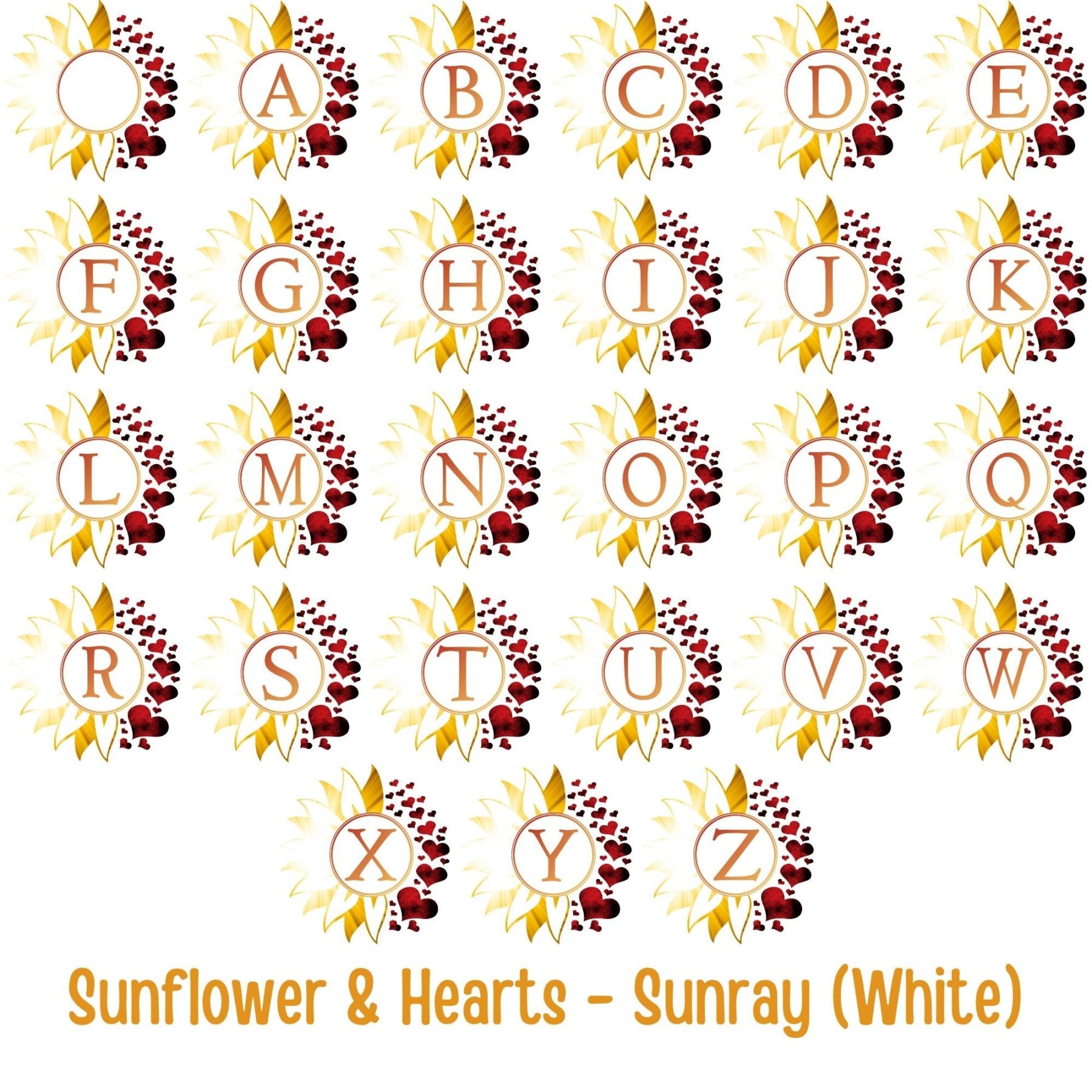 Sunflower and Hearts Outdoor Pillow, Monogram, Black Pillow, Qty 1 (Sunray) - Janlyn's Crafts