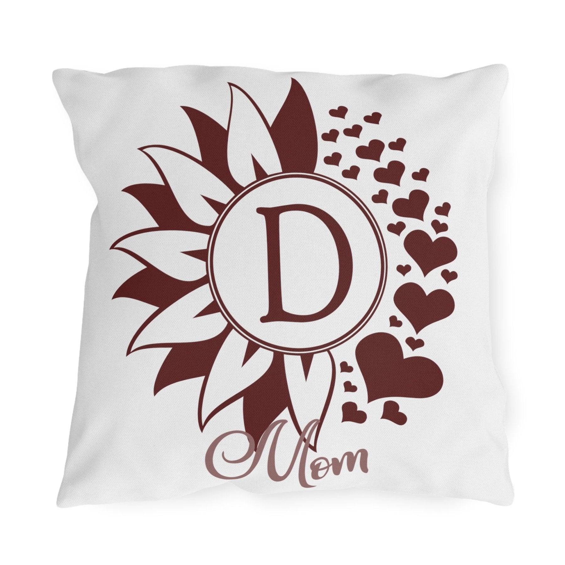 Sunflower & Hearts Custom Outdoor Pillow, Personalization, Qty 1 - Janlyn's Crafts