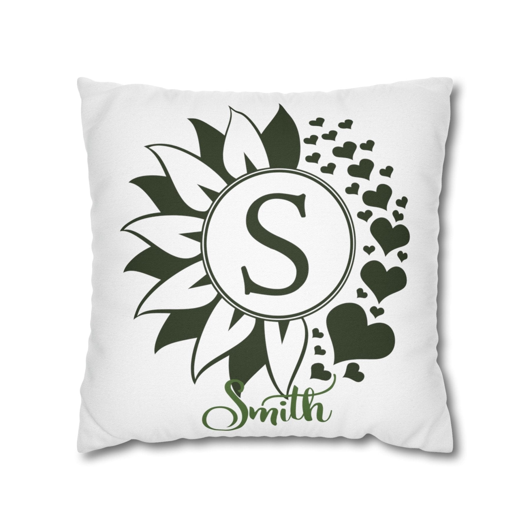 Sunflower & Hearts Custom Throw Pillow Cover, Throw Pillow Case, Qty 1, (Yellow) - Janlyn's Crafts