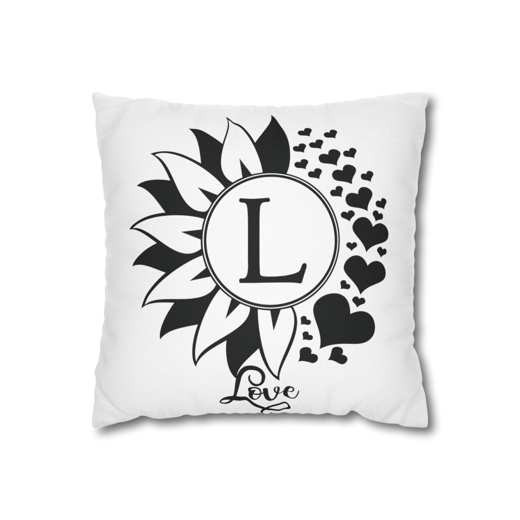 Sunflower & Hearts Custom Throw Pillow Cover, Throw Pillow Case, Qty 1, (Yellow) - Janlyn's Crafts