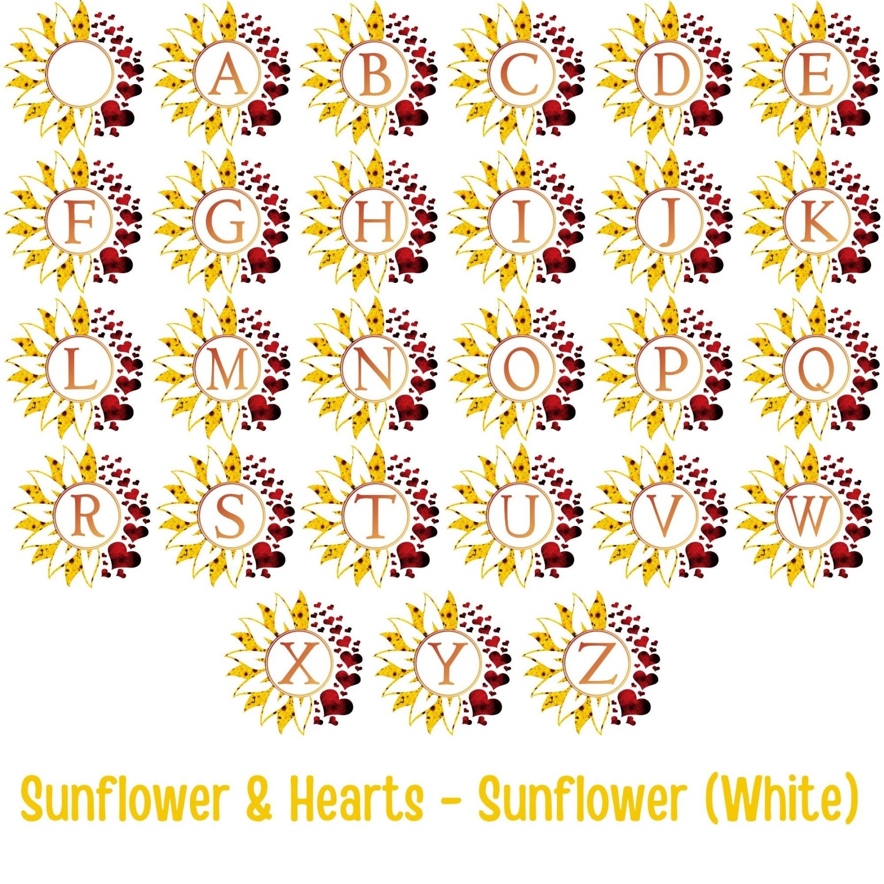 Sunflower & Hearts Monogram Throw Pillow Cover, Throw Pillow Case, Black Case, Qty 1, (Sunflower&Hearts) - Janlyn's Crafts