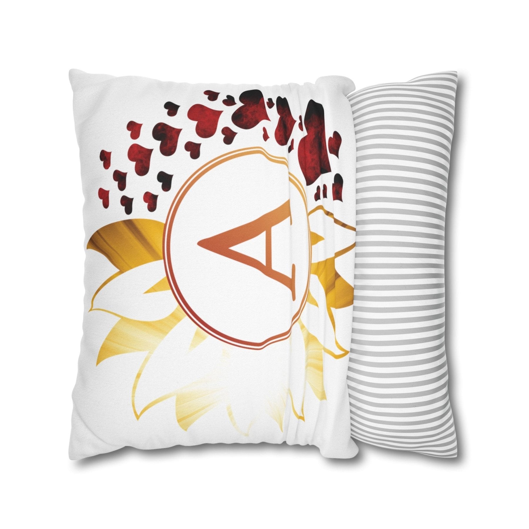 Sunflower & Hearts Monogram Throw Pillow Cover, Throw Pillow Case, Qty 1, (Sunray-A) - Janlyn's Crafts