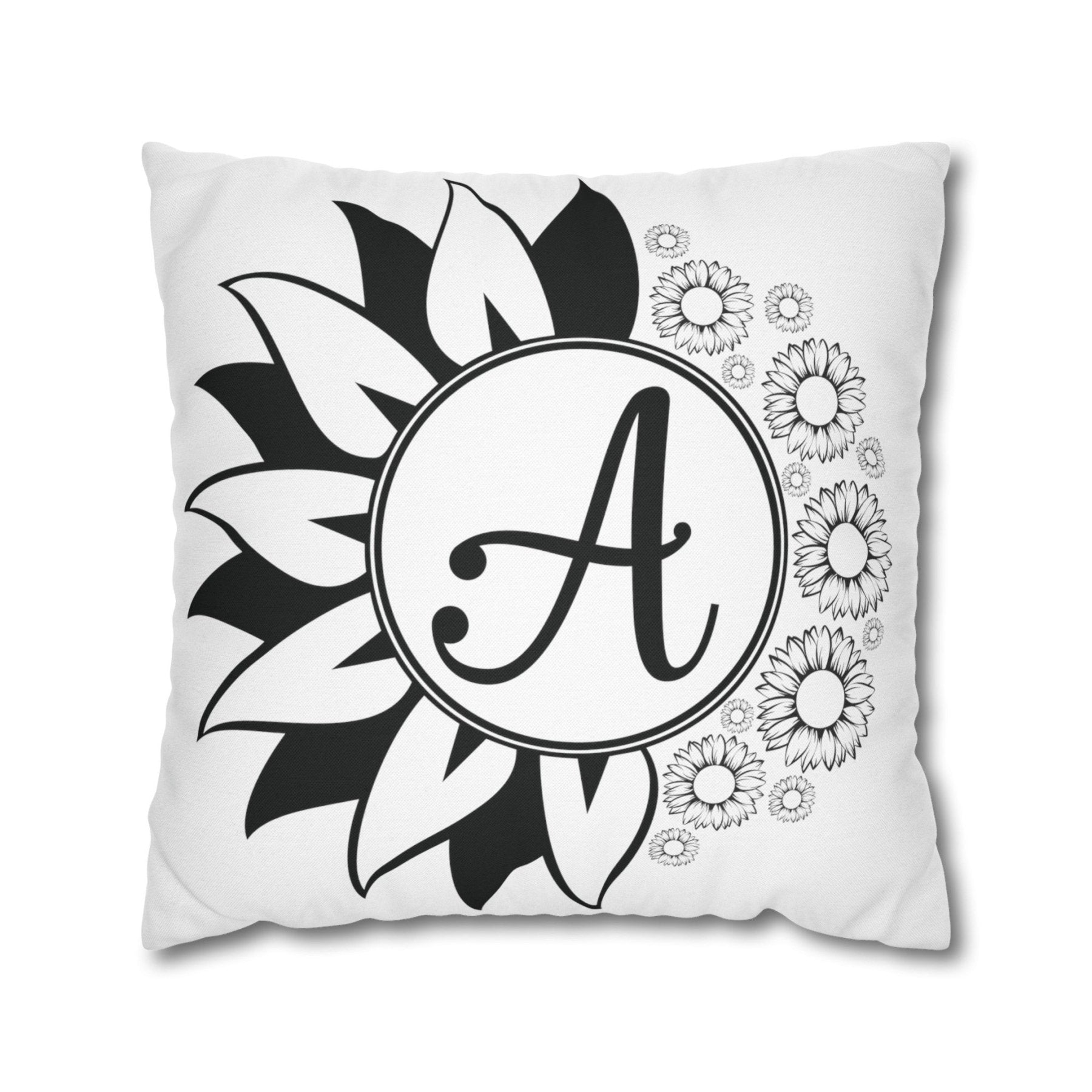 Sunflower Monogram Throw Pillow Cover, Throw Pillow Case, Qty 1, (Sunflowers-A) - Janlyn's Crafts