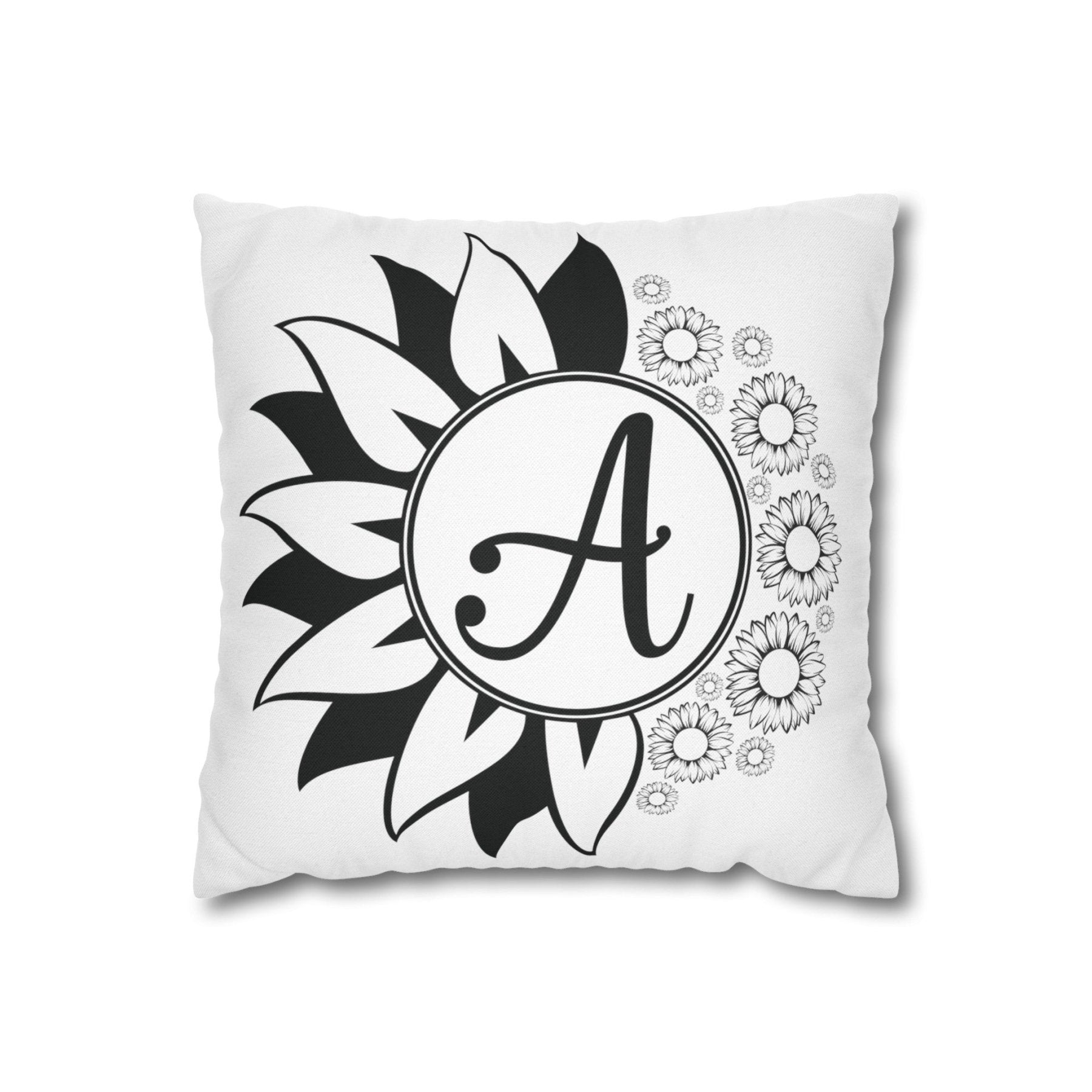 Sunflower Monogram Throw Pillow Cover, Throw Pillow Case, Qty 1, (Sunflowers-A) - Janlyn's Crafts