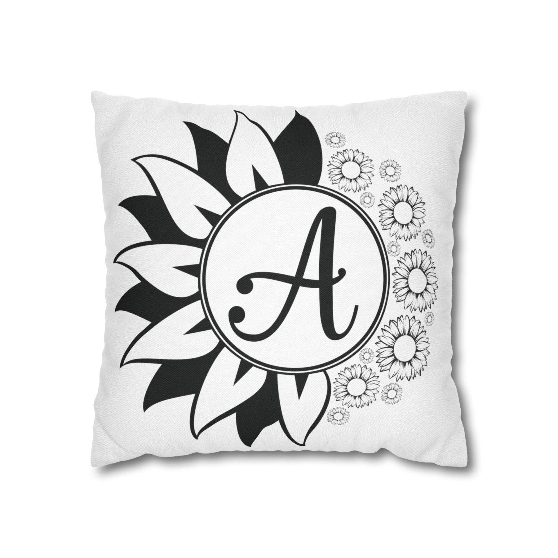 Sunflower Monogram Throw Pillow Cover, Throw Pillow Case, Qty 1, (Sunflowers-A) - Janlyn's Crafts