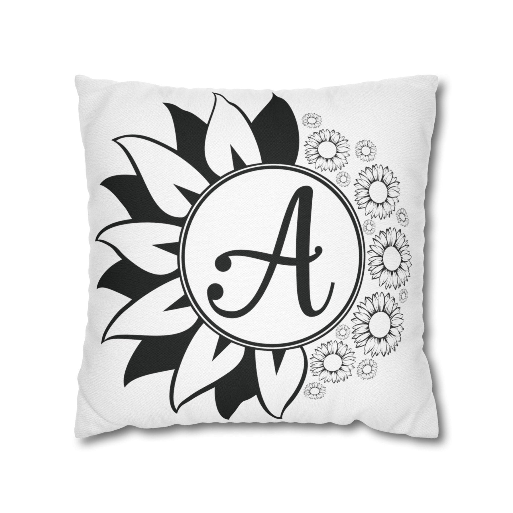 Sunflower Monogram Throw Pillow Cover, Throw Pillow Case, Qty 1, (Sunflowers-A) - Janlyn's Crafts