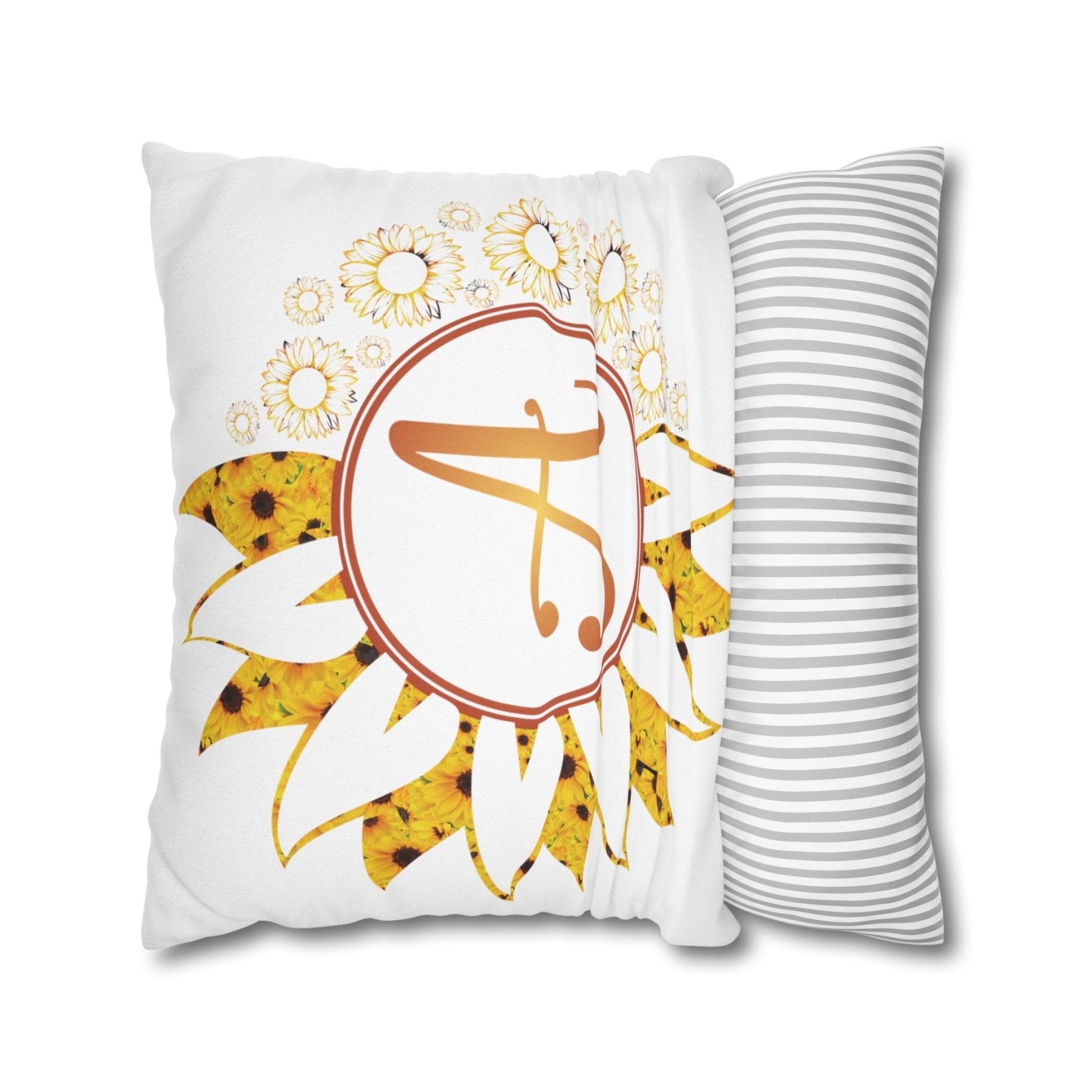 Sunflower Monogram Throw Pillow Cover, Throw Pillow Case, Qty 1, (Sunflowers Yellow-A) - Janlyn's Crafts