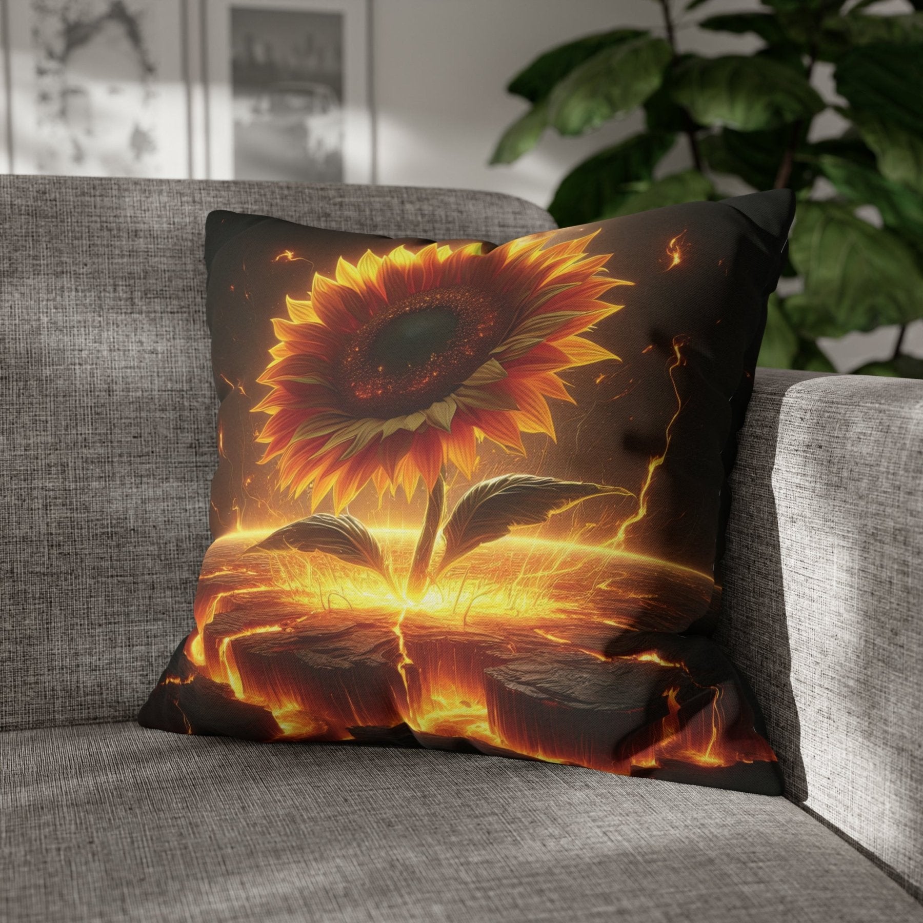 Sunflower Throw Pillow Cover, Throw Pillow Case, Qty 1, (3) - Janlyn's Crafts