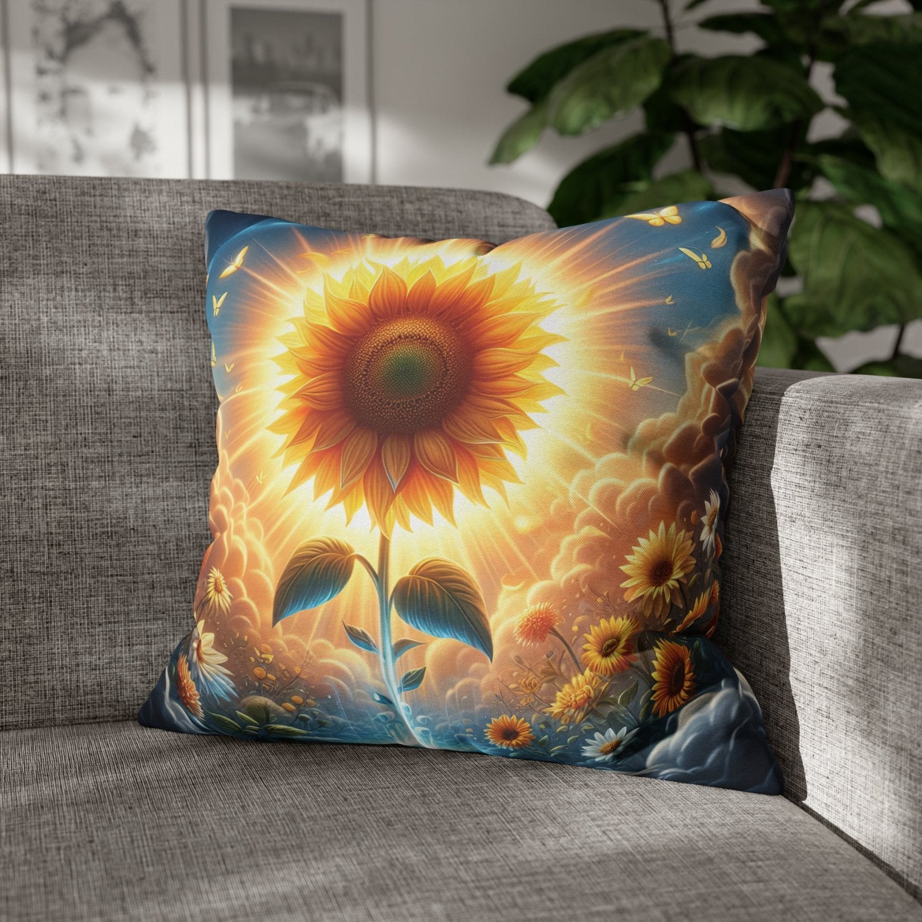 Sunflower Throw Pillow Cover, Throw Pillow Case, Qty 1, (7) - Janlyn's Crafts