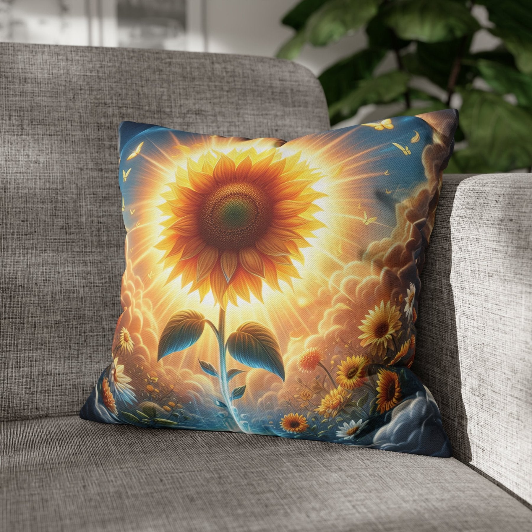 Sunflower Throw Pillow Cover, Throw Pillow Case, Qty 1, (7) - Janlyn's Crafts