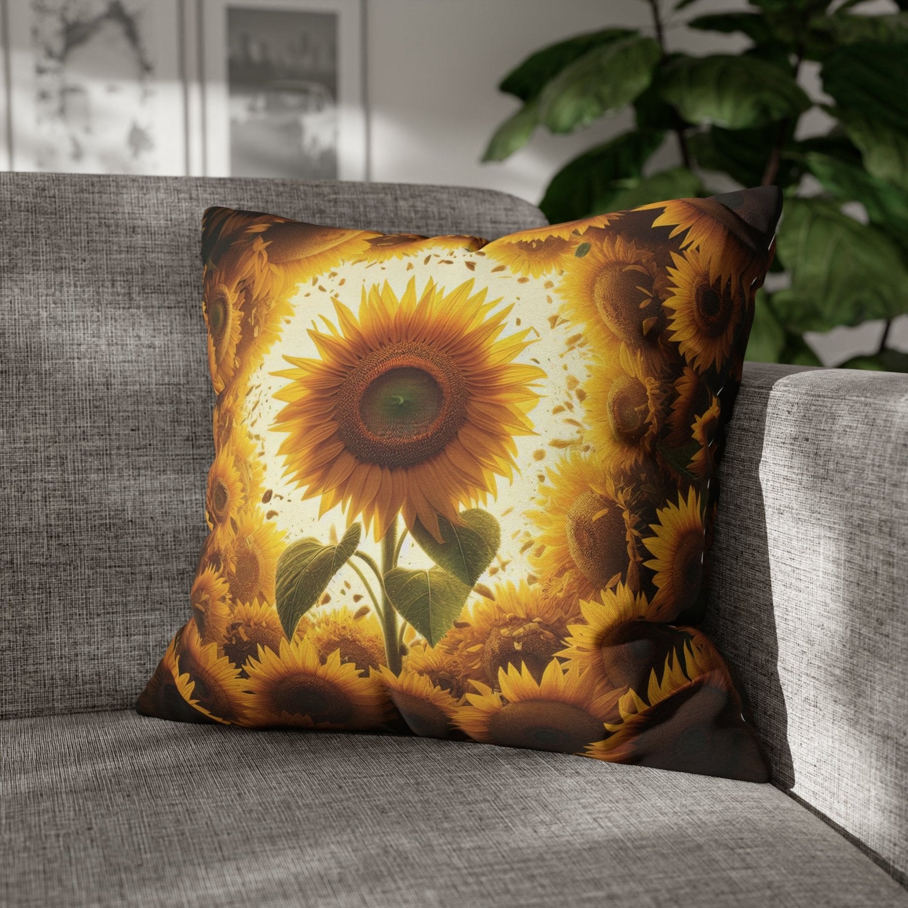 Sunflower Throw Pillow Cover, Throw Pillow Case, Qty 1, (9) - Janlyn's Crafts