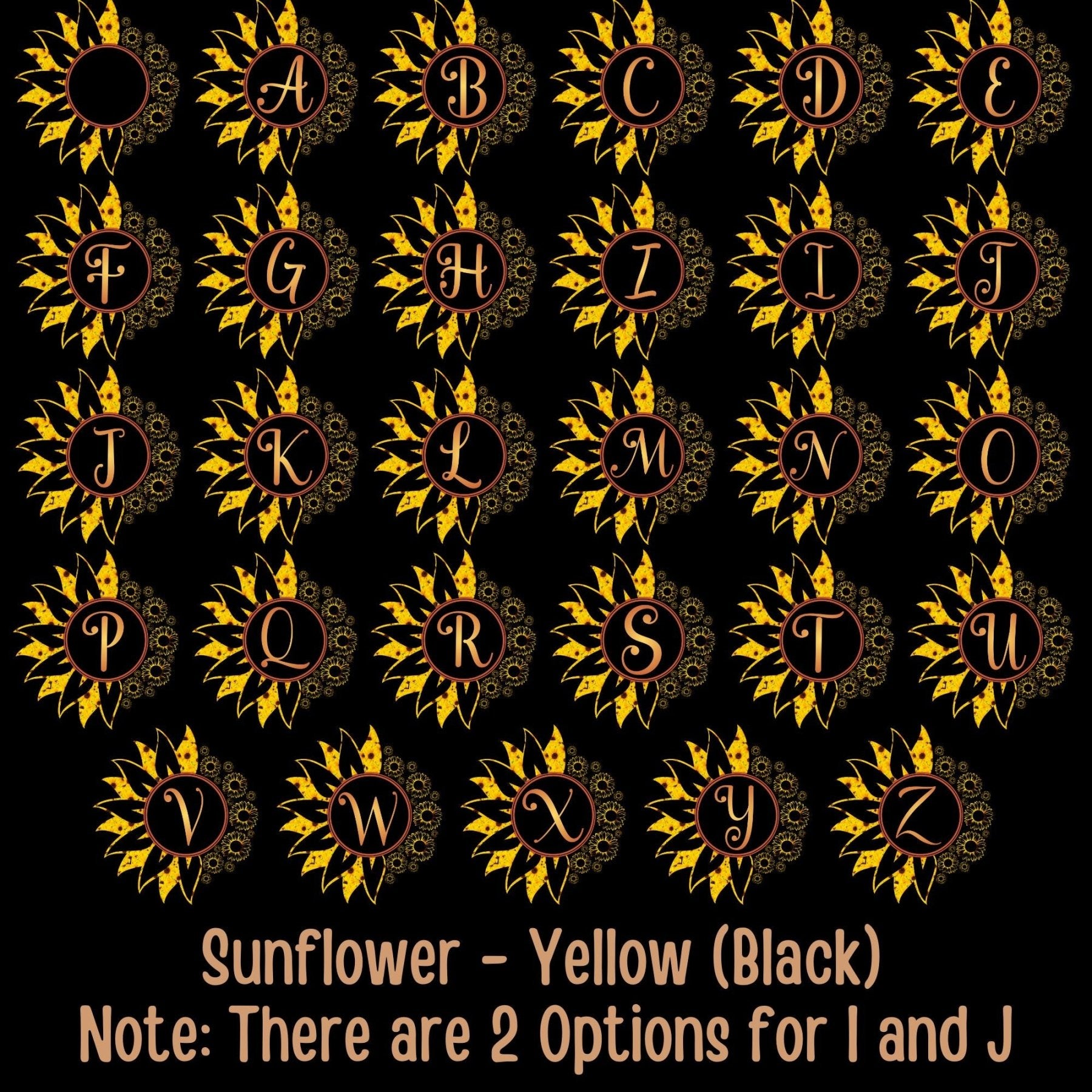 Sunflowers Outdoor Pillow, Monogram, Black Pillow, Qty 1 (Sunflowers Yellow) - Janlyn's Crafts