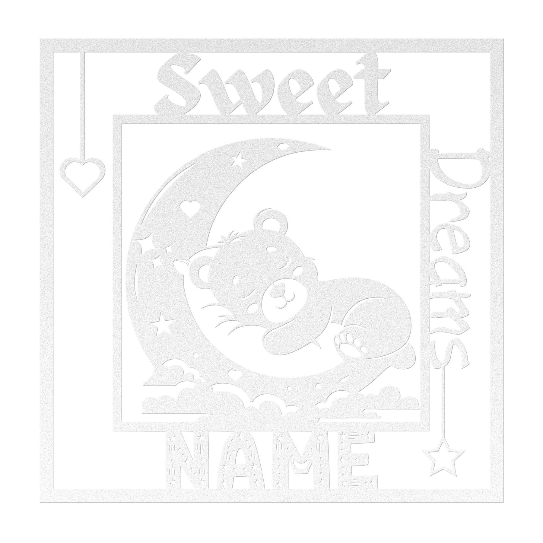 Sweet Dreams, Personalized, Sleeping Bear on Moon, Square Metal Sign - Janlyn's Crafts