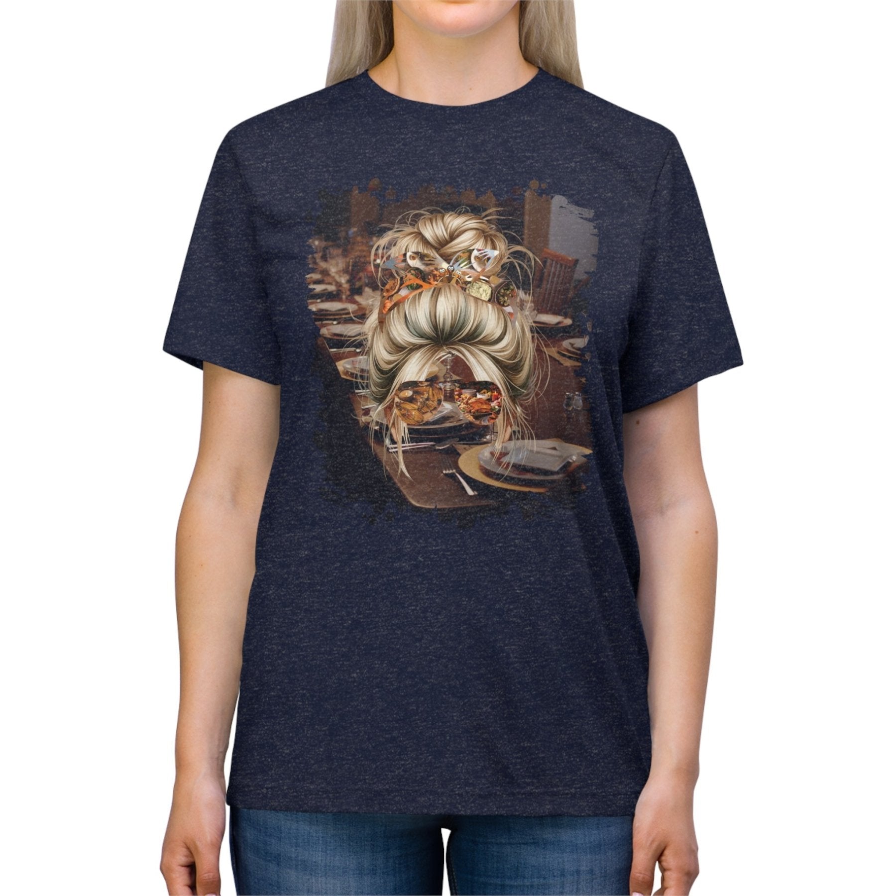 Table Setting, Blond Hair Messy Bun, Unisex Triblend T - Shirt - Janlyn's Crafts