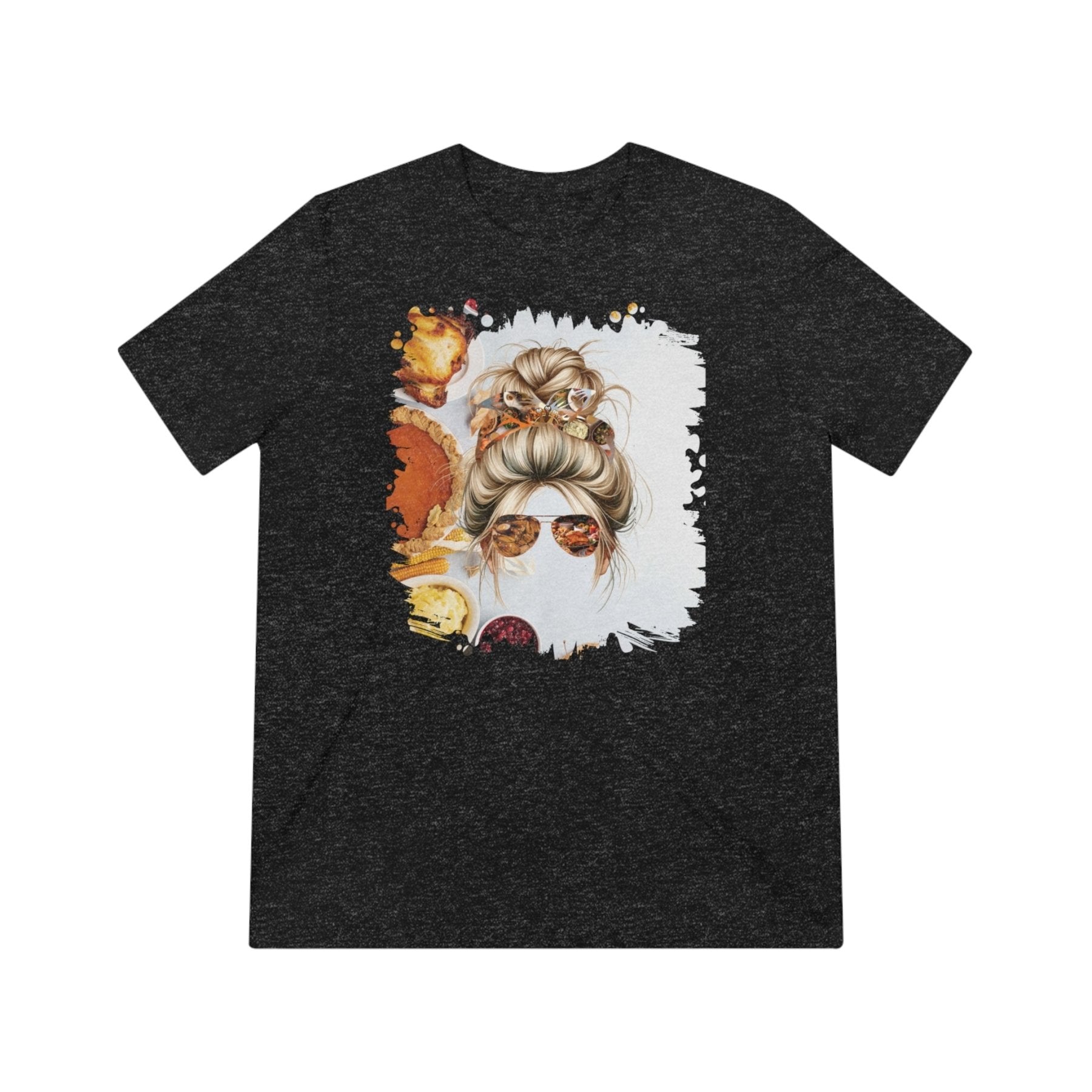 Thanksgiving Pie, Blond Hair Messy Bun, Unisex Triblend T - Shirt - Janlyn's Crafts