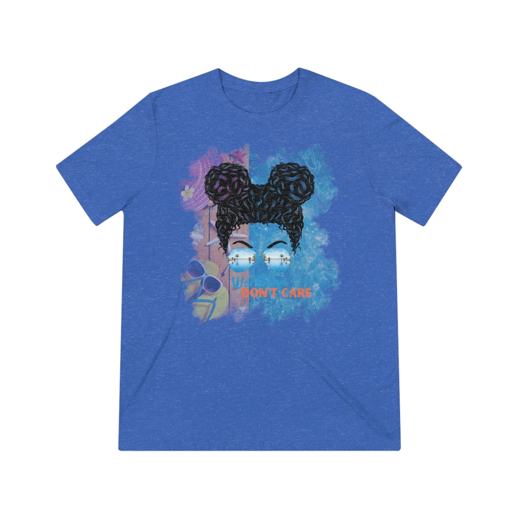 Wet Hair Don't Care, Black Hair Messy Bun, Pool Scene, Unisex Triblend T - Shirt - Janlyn's Crafts