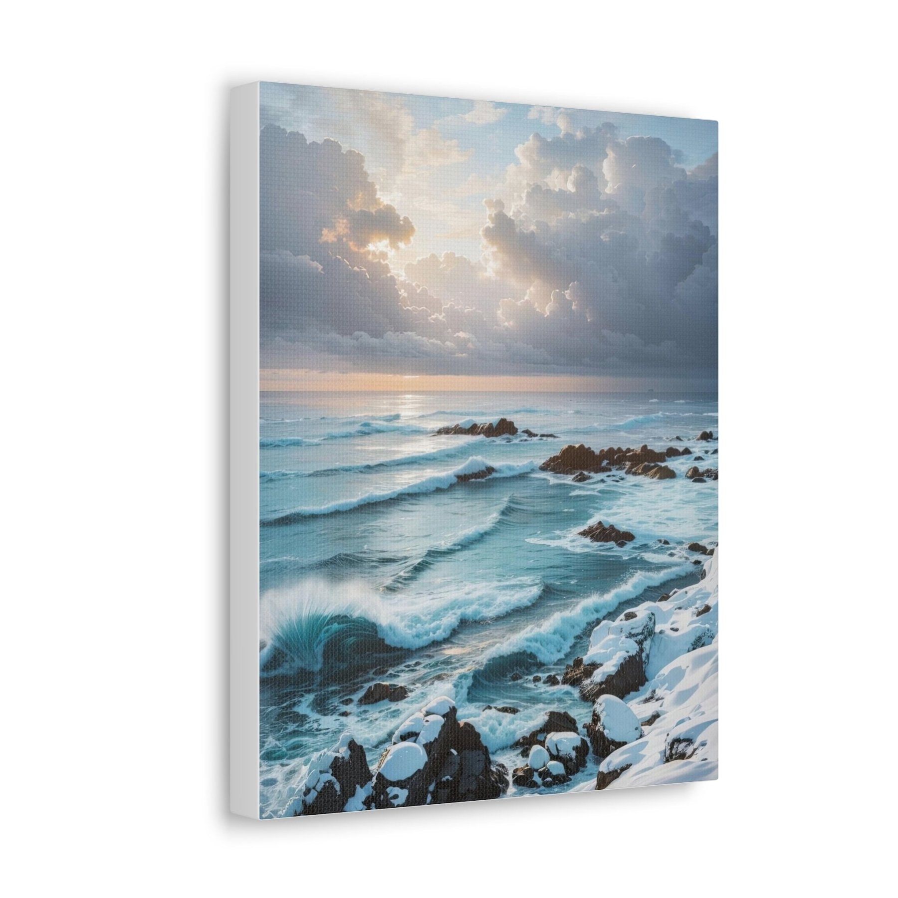 Winter Beach Landscape Canvas Print Side View | Janlyn's Crafts