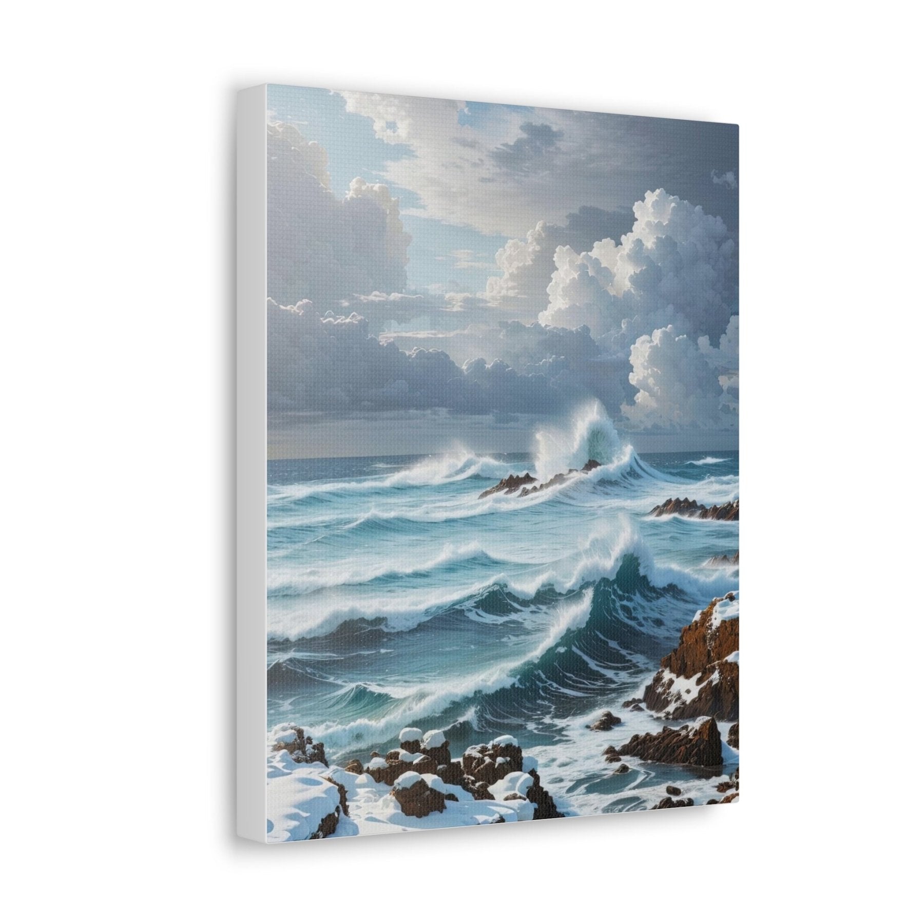 Winter Beach Landscape Canvas Print Side View | Janlyn's Crafts