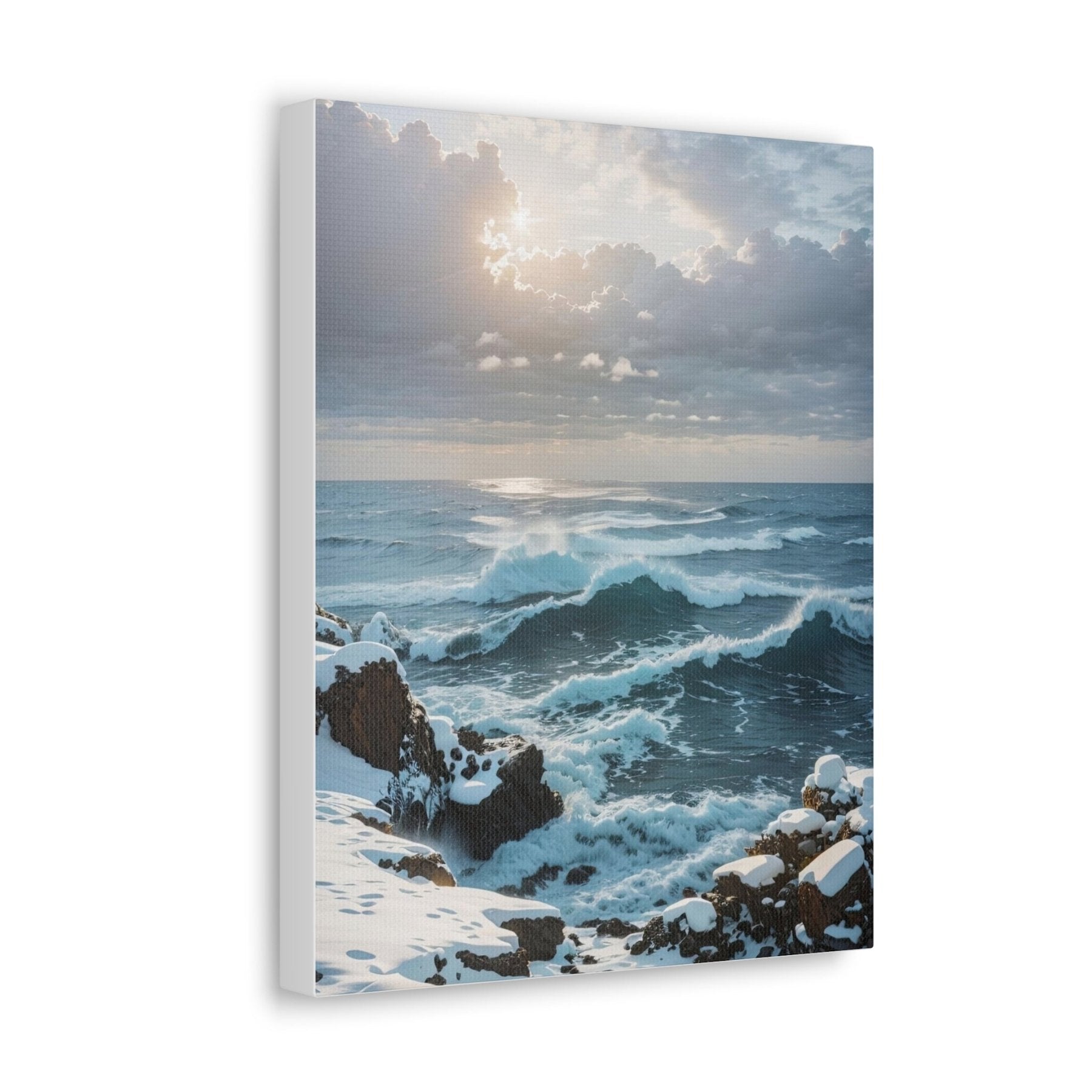 Winter Beach Landscape Canvas Print Side View | Janlyn's Crafts