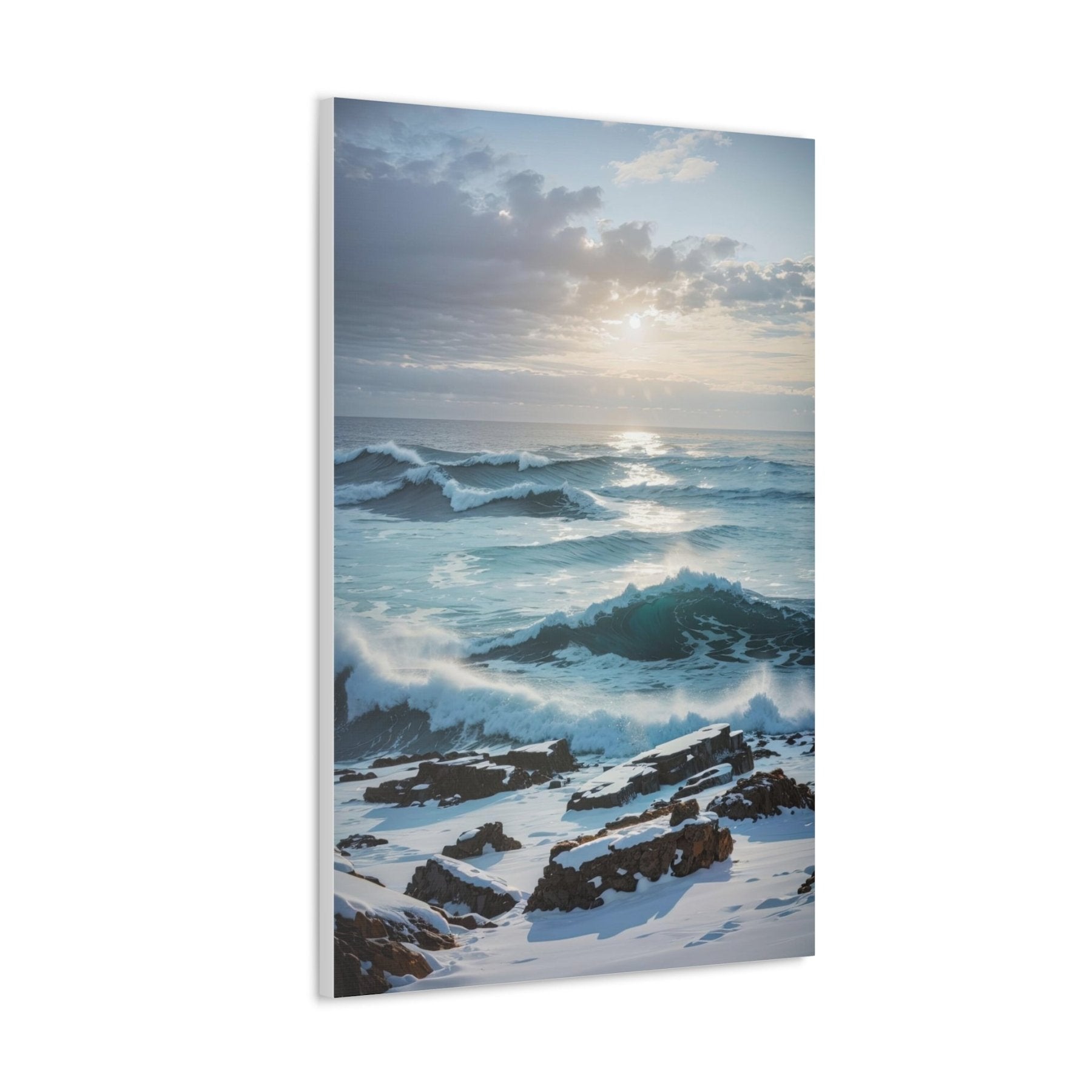 Winter Beach Landscape Canvas Print Side View | Janlyn's Crafts