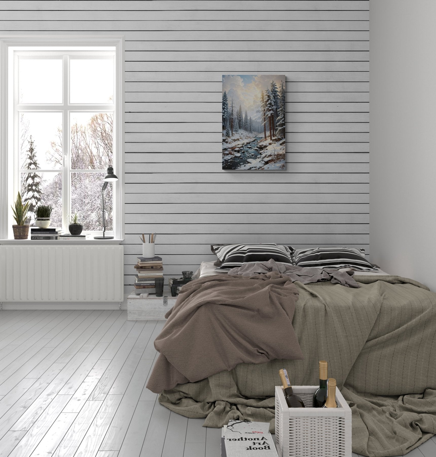 Winter Forest Landscape Canvas Print hung on a wall | Janlyn's Crafts