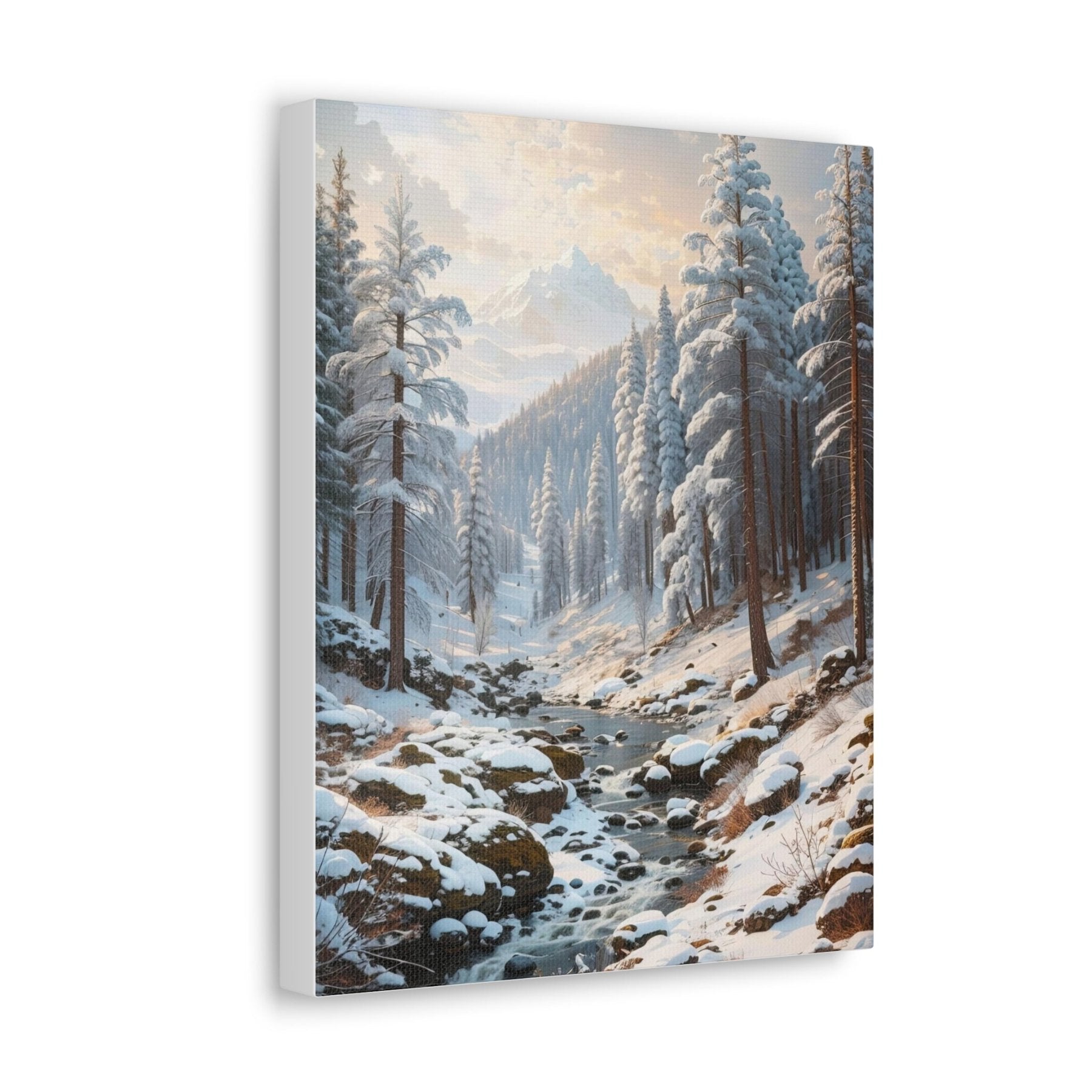 Winter Forest Landscape Canvas Print Side View | Janlyn's Crafts