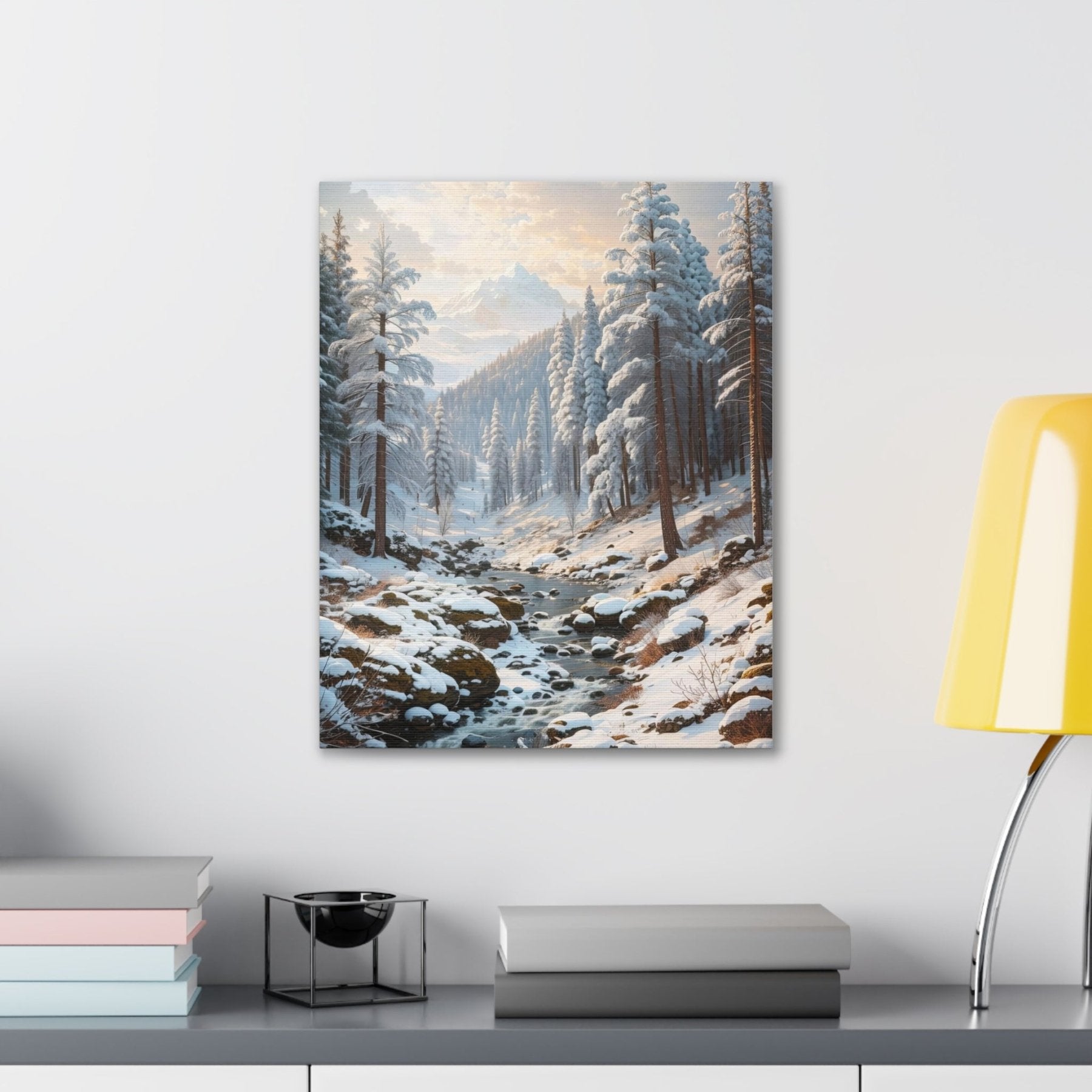 Winter Forest Landscape Canvas Print hung on a wall | Janlyn's Crafts