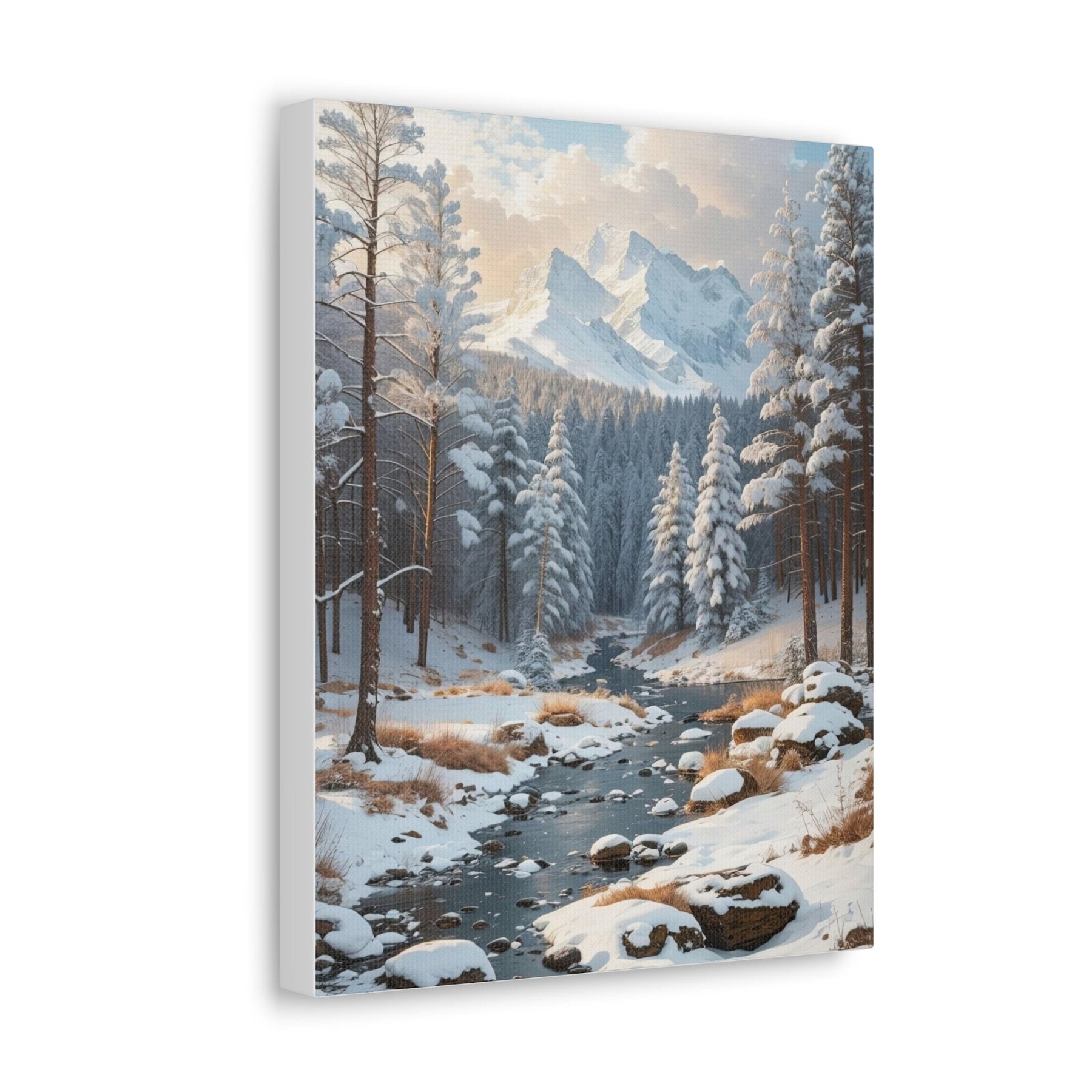 Winter Forest Landscape Canvas Print Side View | Janlyn's Crafts