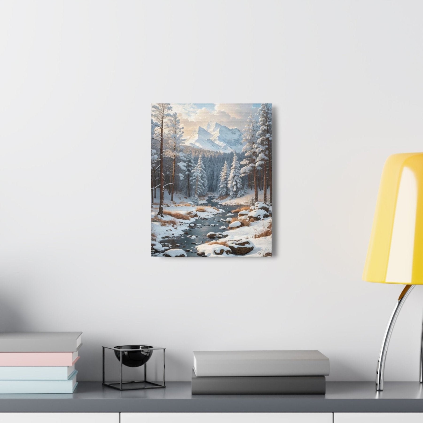 Winter Forest Landscape Canvas Print hung on a wall | Janlyn's Crafts