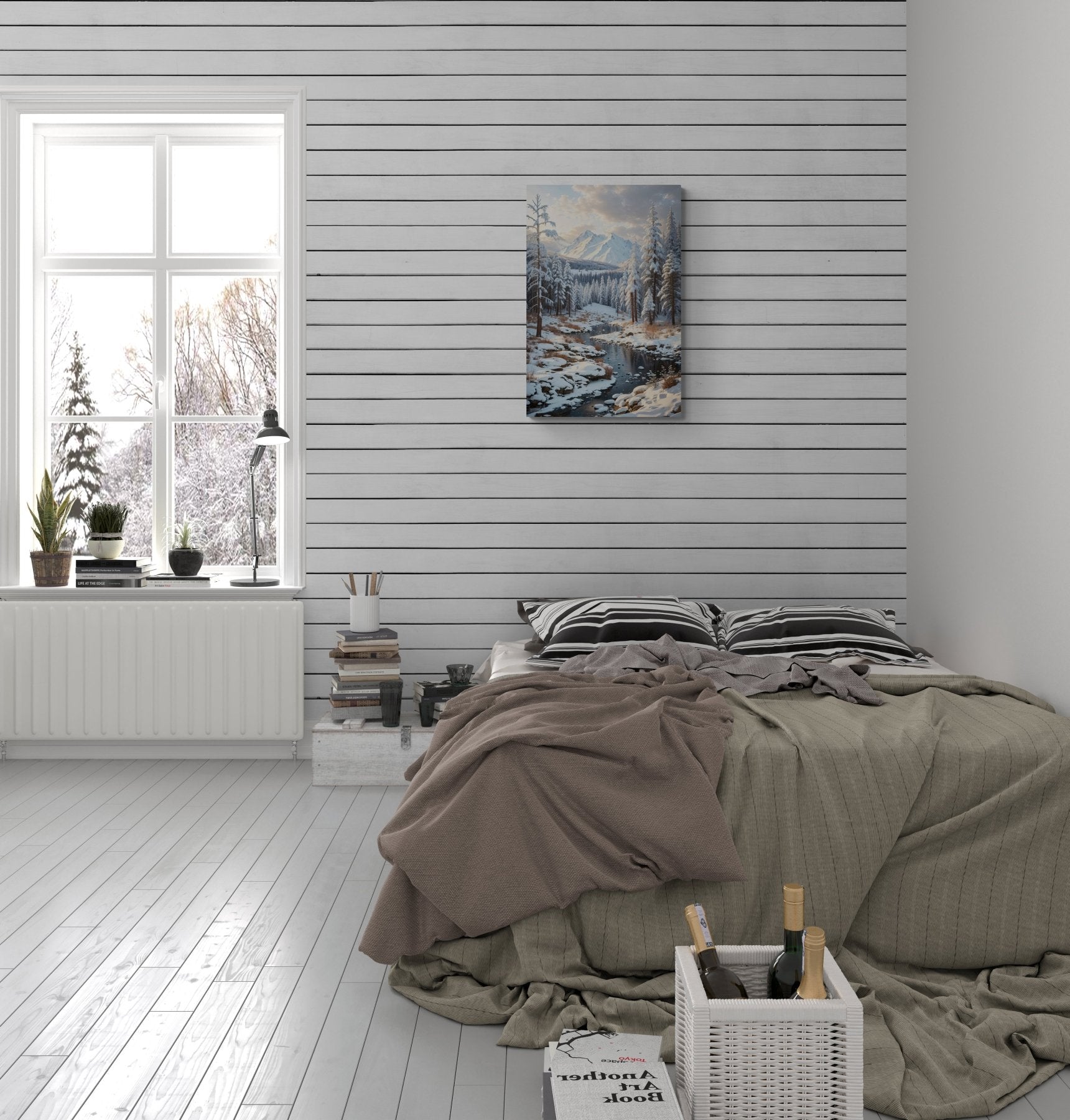 Winter Forest Landscape Canvas Print hung on a wall | Janlyn's Crafts