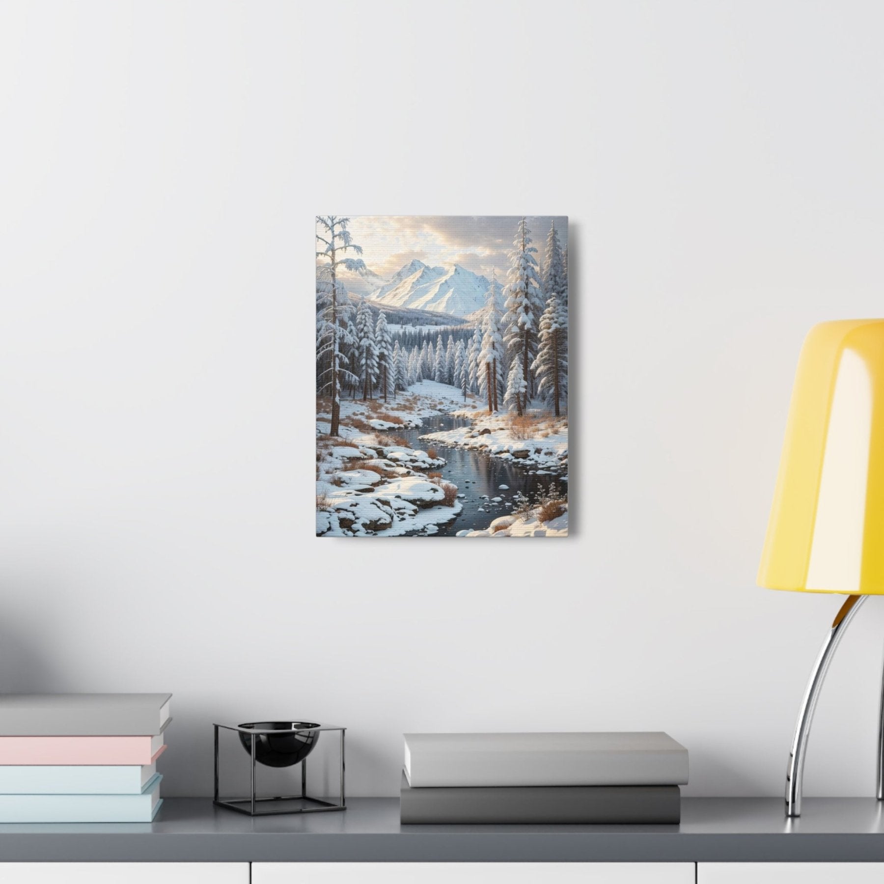 Winter Forest Landscape Canvas Print hung on a wall | Janlyn's Crafts