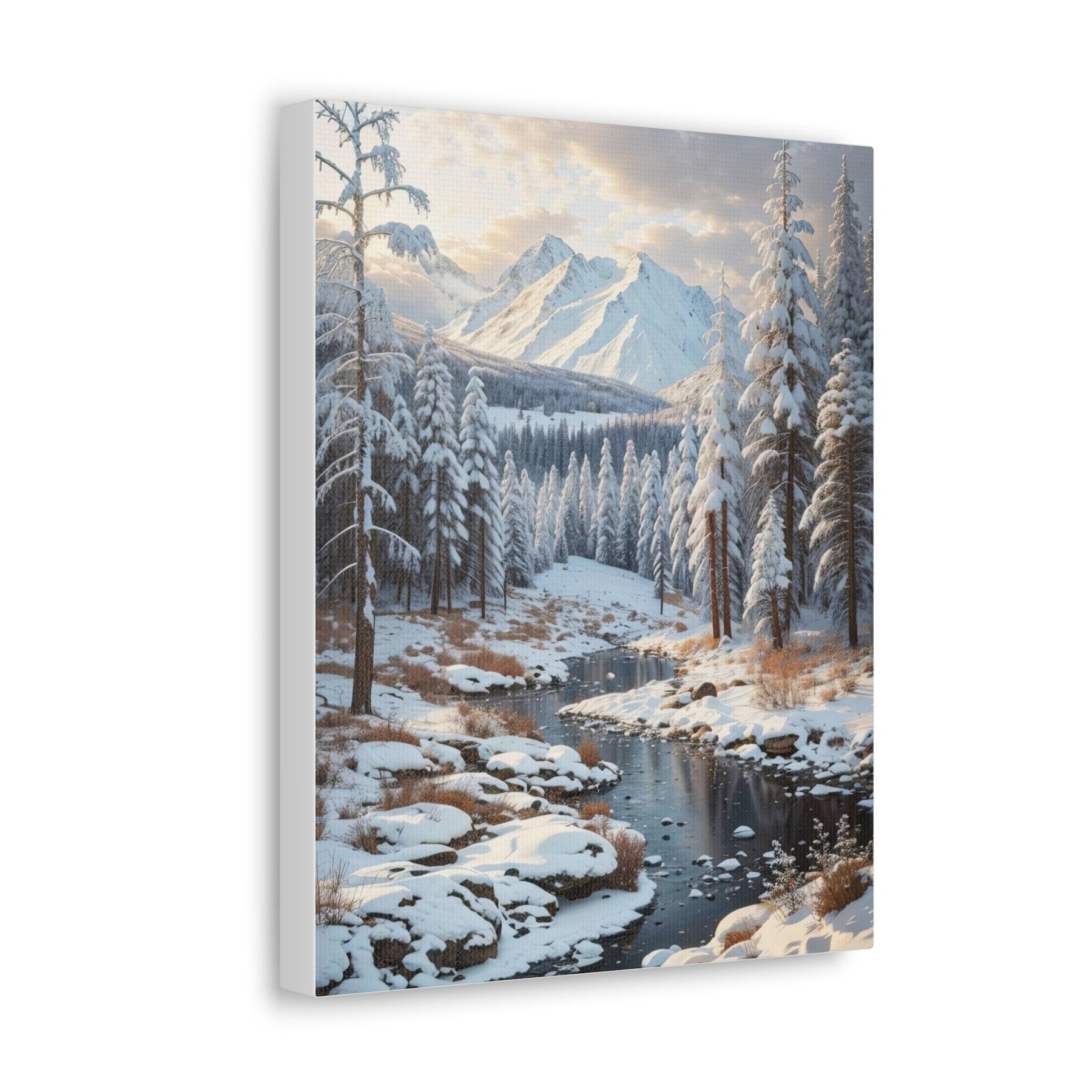 Winter Forest Landscape Canvas Print Side View | Janlyn's Crafts