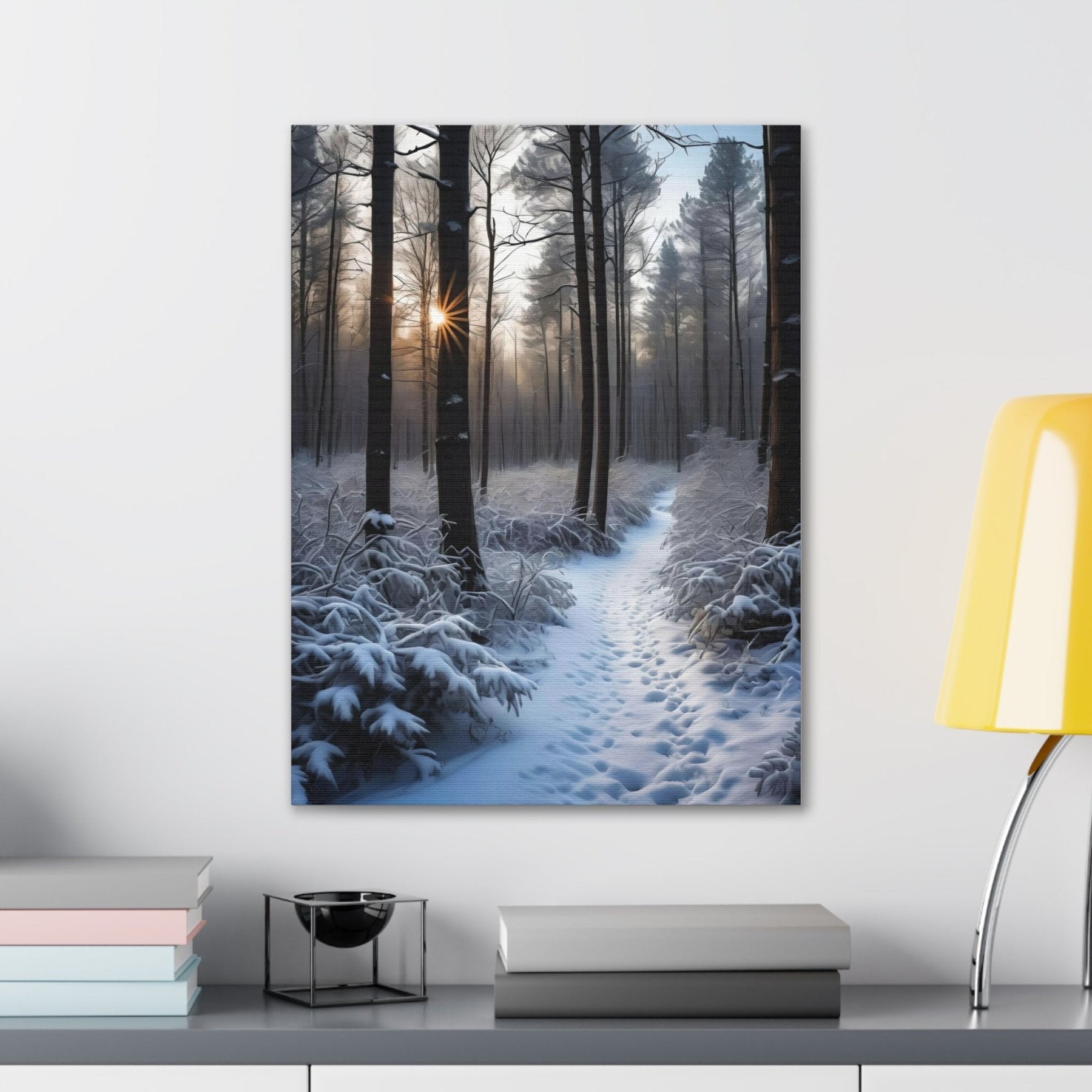 Winter Forest Landscape Canvas Print, Winter Wall Art, Winter Canvas, Winter Landscape Scene, Wall Art, Canvas Art, Winter Home Decor, Winter Forest Stream (6) - Janlyn's Crafts