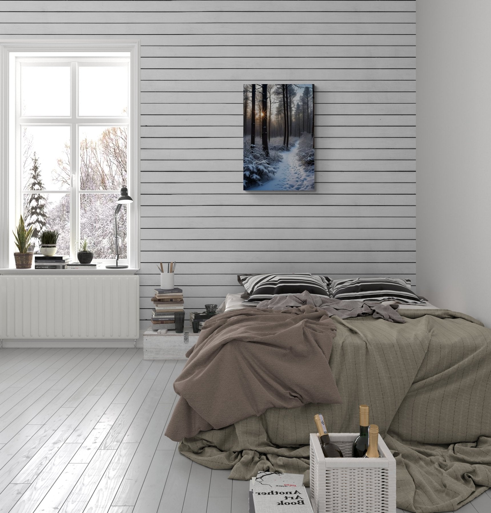 Winter Forest Landscape Canvas Print, Winter Wall Art, Winter Canvas, Winter Landscape Scene, Wall Art, Canvas Art, Winter Home Decor, Winter Forest Stream (6) - Janlyn's Crafts