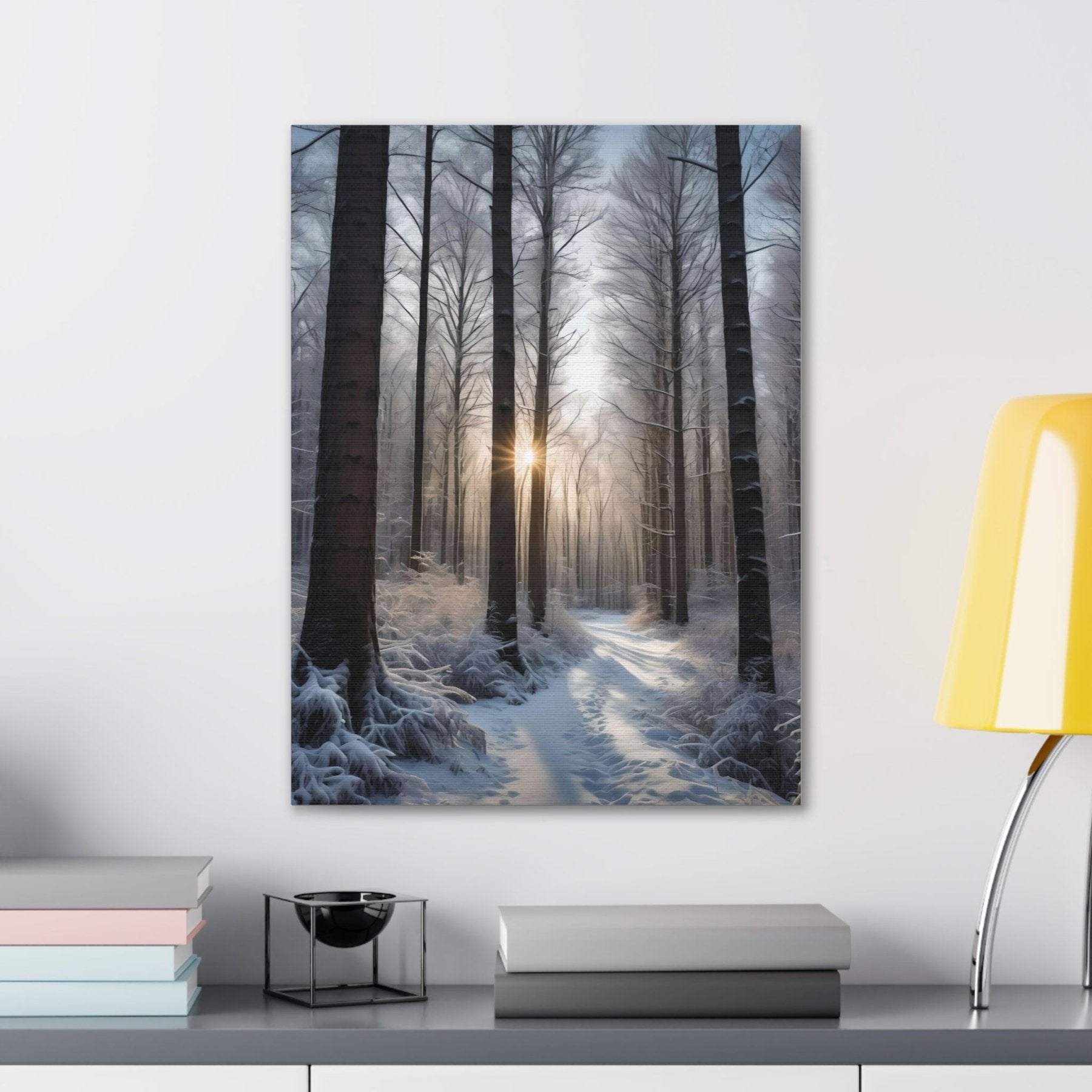 Winter Forest Landscape Canvas Print, Winter Wall Art, Winter Canvas, Winter Landscape Scene, Wall Art, Canvas Art, Winter Home Decor, Winter Forest Stream (7) - Janlyn's Crafts