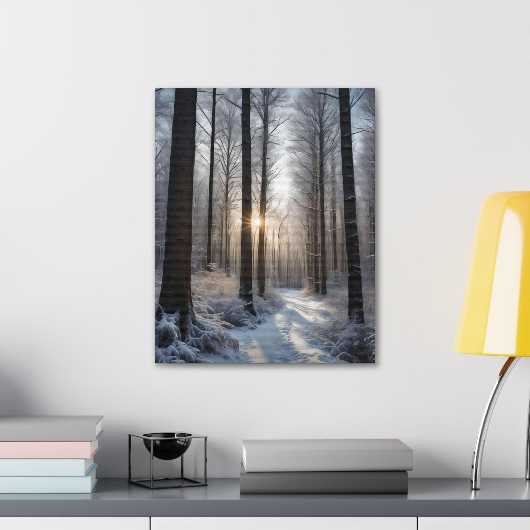 Winter Forest Landscape Canvas Print, Winter Wall Art, Winter Canvas, Winter Landscape Scene, Wall Art, Canvas Art, Winter Home Decor, Winter Forest Stream (7) - Janlyn's Crafts