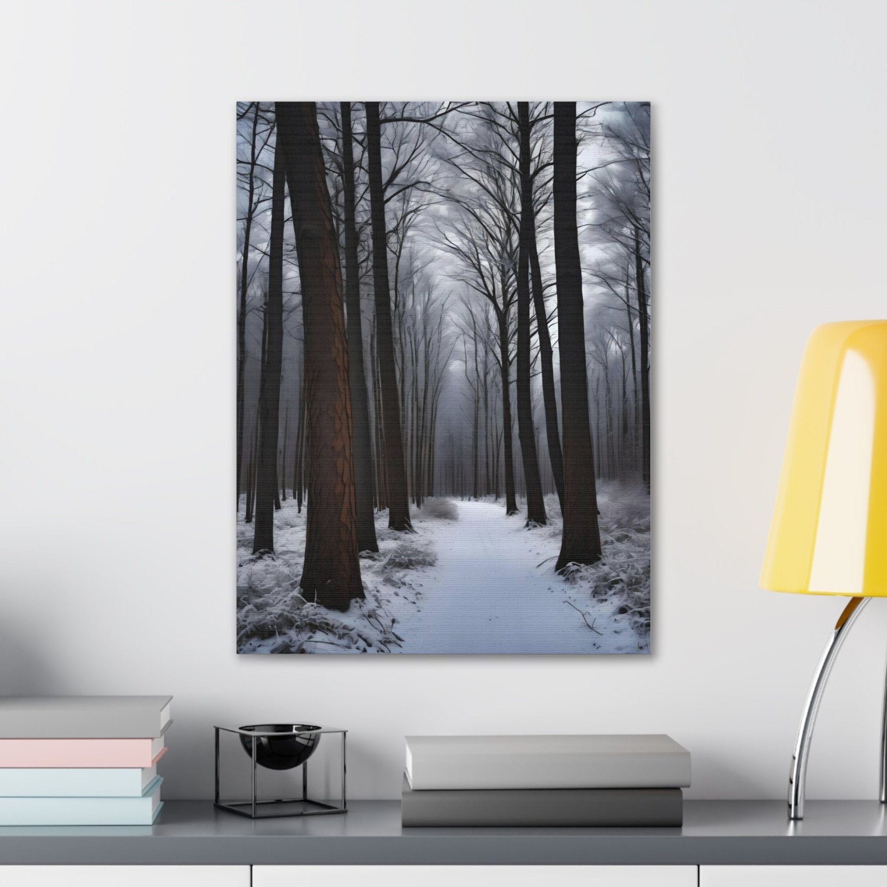 Winter Forest Landscape Canvas Print, Winter Wall Art, Winter Canvas, Winter Landscape Scene, Wall Art, Canvas Art, Winter Home Decor, Winter Forest Stream (8) - Janlyn's Crafts