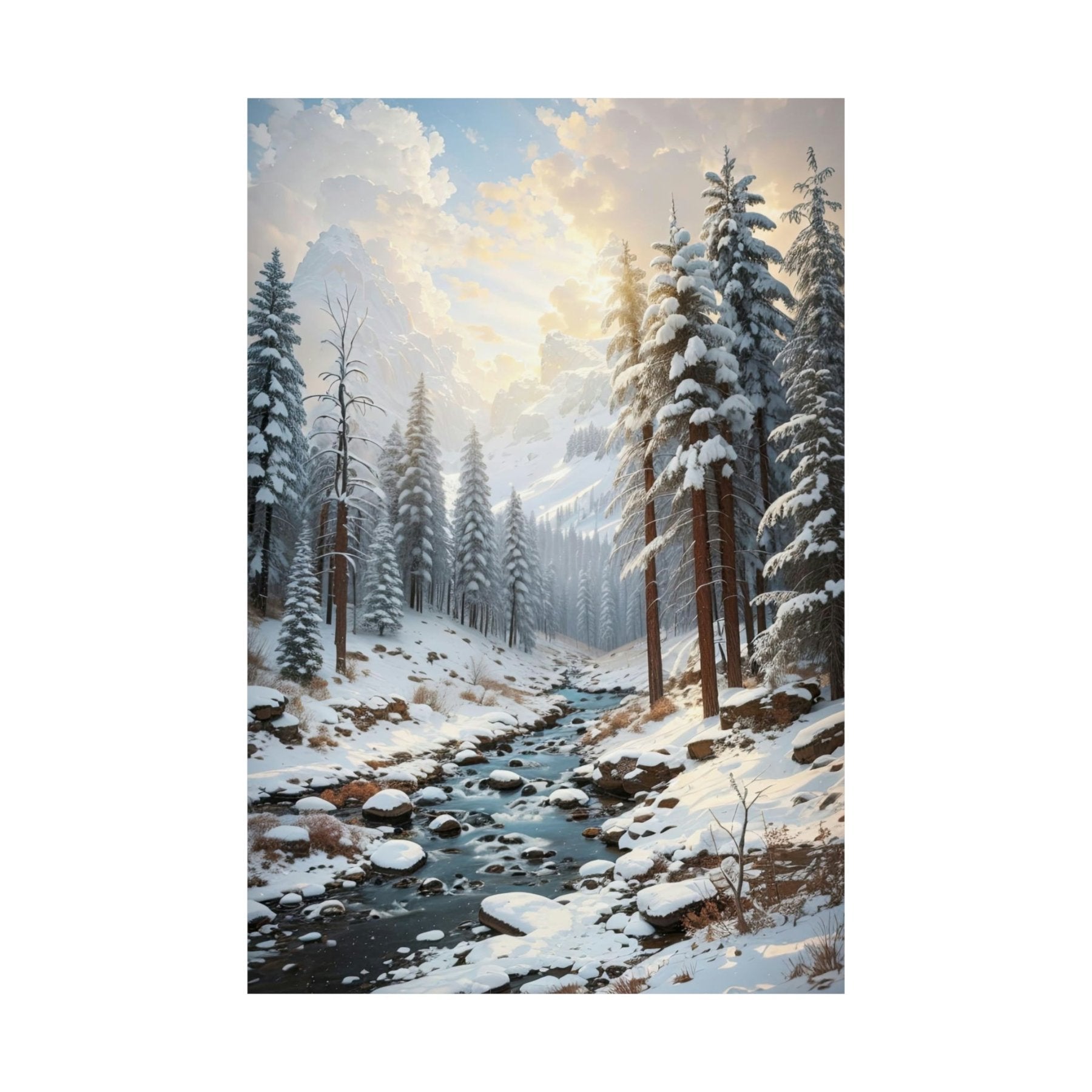 Winter Forest Landscape Poster Print, Winter Wall Art, Winter Poster, Winter Landscape Scene, Wall Art, Poster Art, Rolled Poster, Winter Home Decor, Winter Forest Stream (1) - Janlyn's Crafts