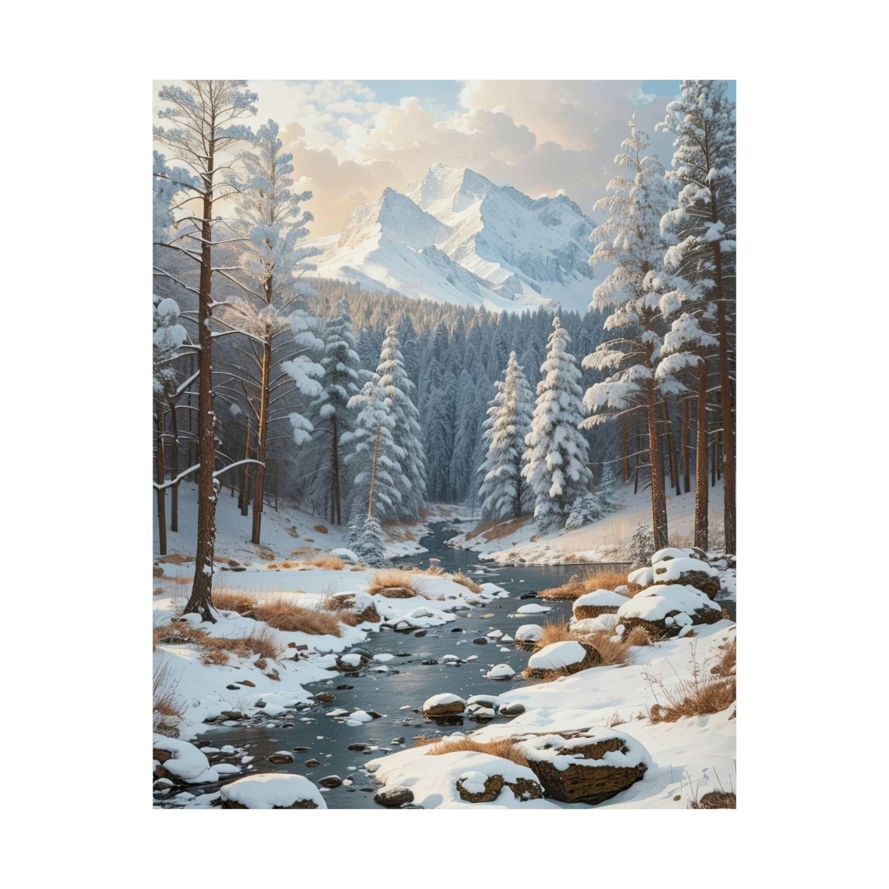 Winter Forest Landscape Poster Print, Winter Wall Art, Winter Poster, Winter Landscape Scene, Wall Art, Poster Art, Rolled Poster, Winter Home Decor, Winter Forest Stream (3) - Janlyn's Crafts