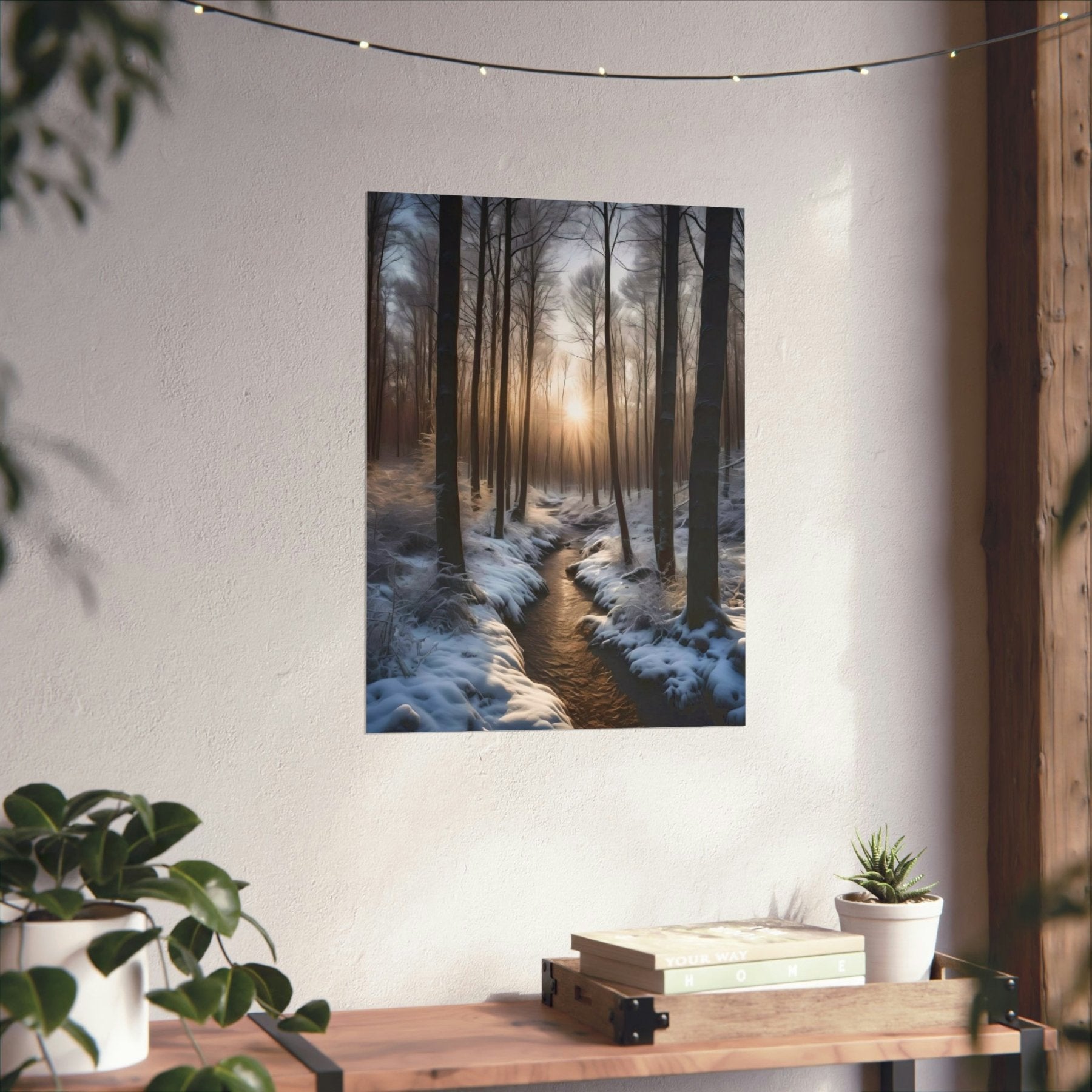 Winter Forest Landscape Poster Print, Winter Wall Art, Winter Poster, Winter Landscape Scene, Wall Art, Poster Art, Rolled Poster, Winter Home Decor, Winter Forest Stream (5) - Janlyn's Crafts